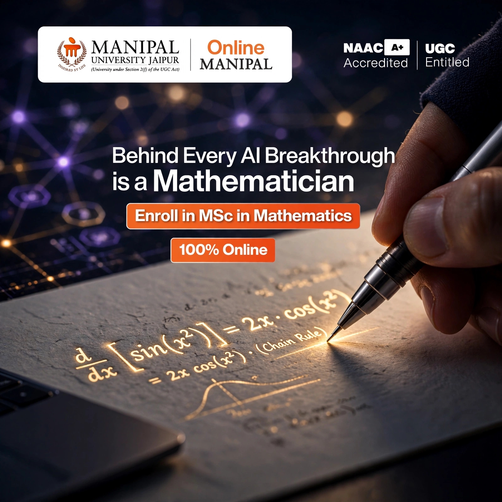 Manipal University Jaipur Online Facebook ad: Online MSc in Mathematics