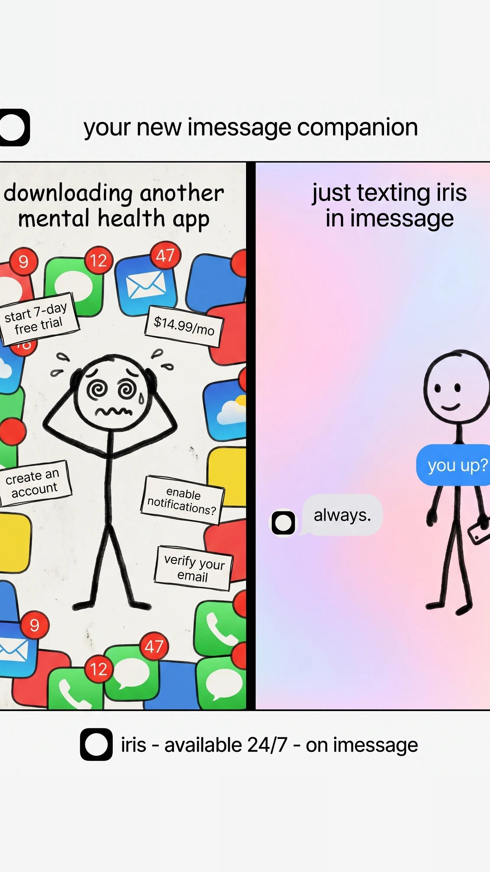 Iris Chat Facebook ad: your new imessage companion