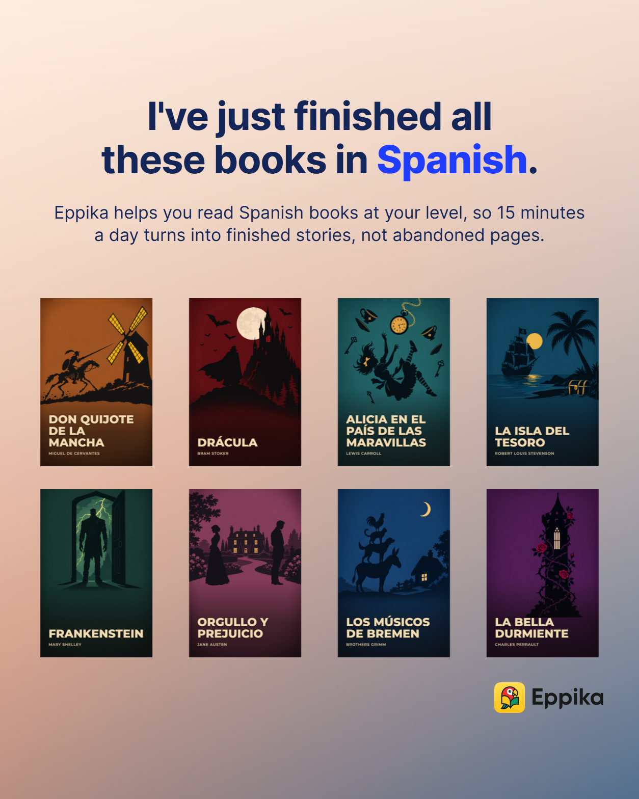 Eppika Facebook ad: Finished these books in Spanish