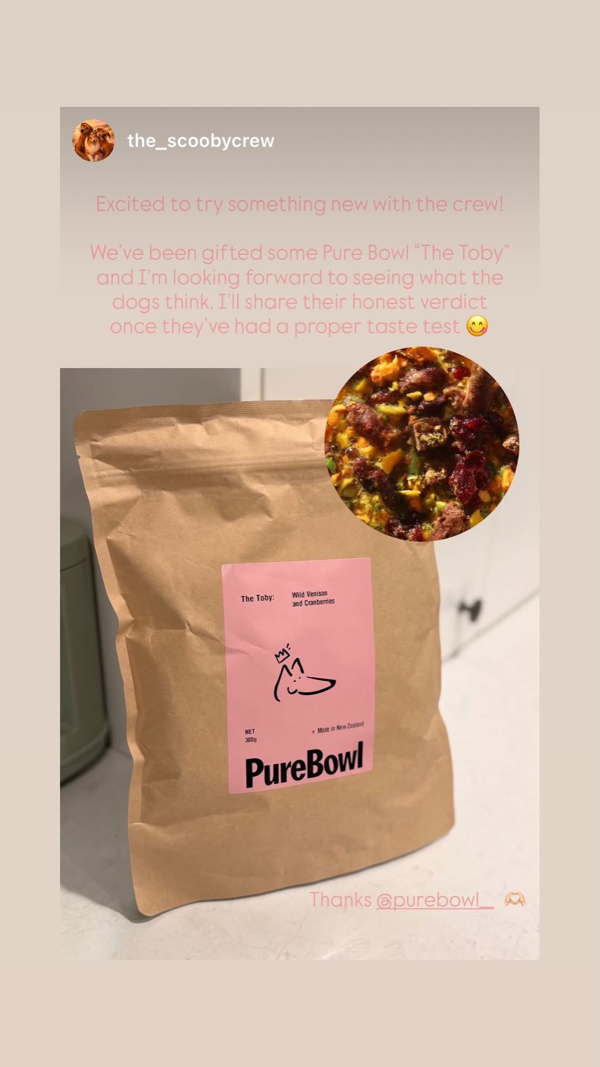 Pure Bowl Facebook ad: Front door delivery - Subscribe and save 10%