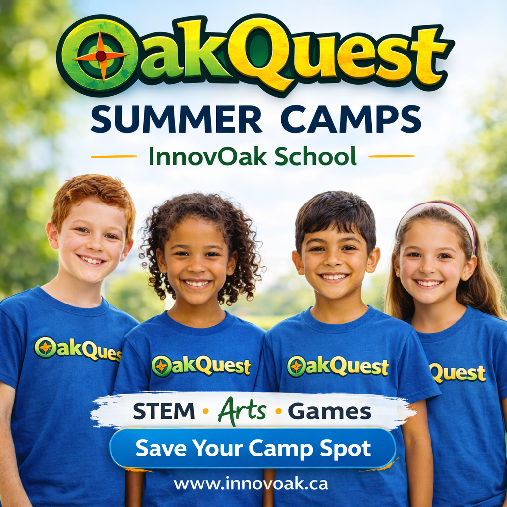 InnovOak School Facebook ad: OakQuest Summer Camp, Hands-On Learning, Real Fun