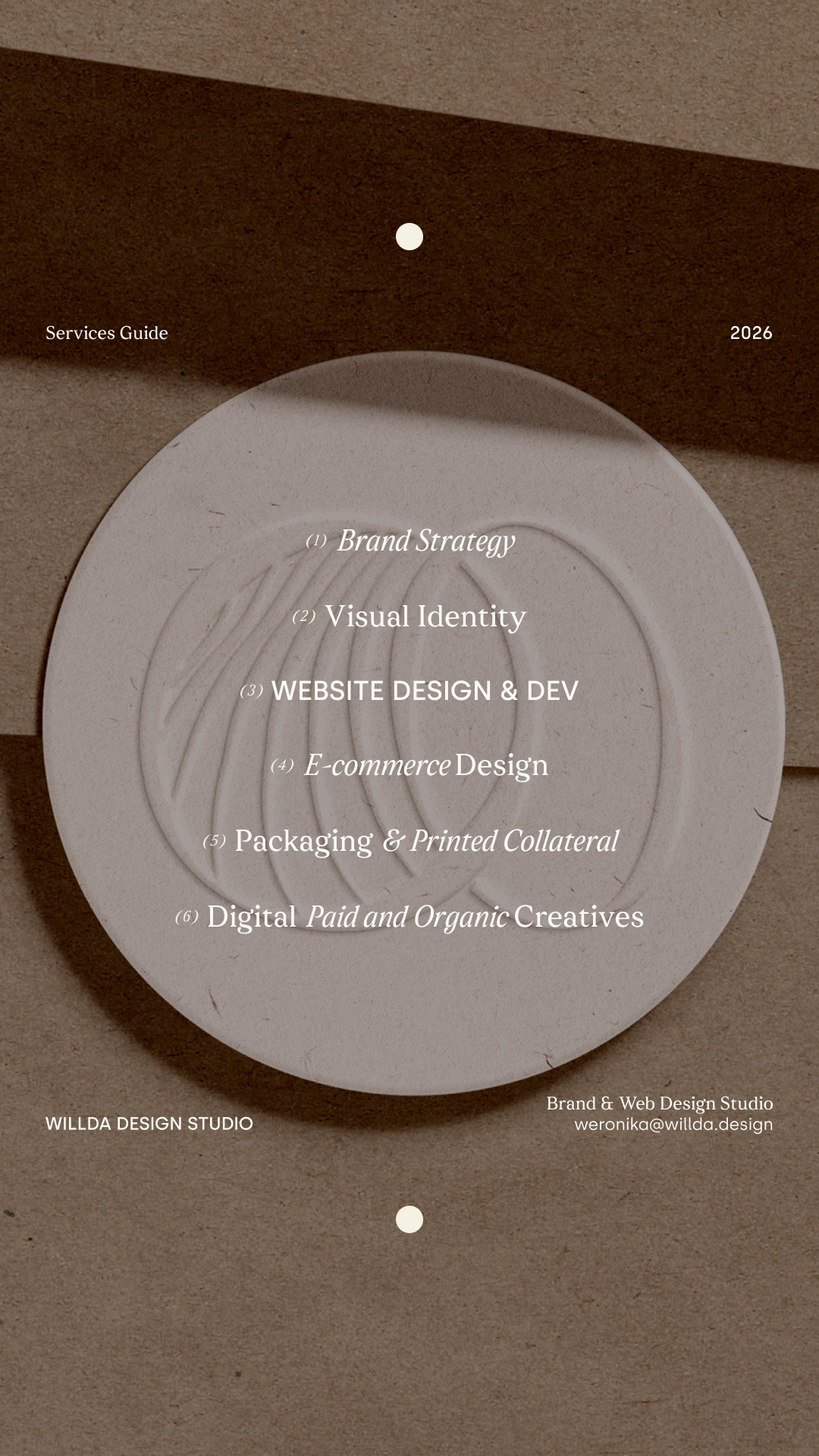 Willda design studio Facebook ad: We create impactful, premium brand identities for ambitious…