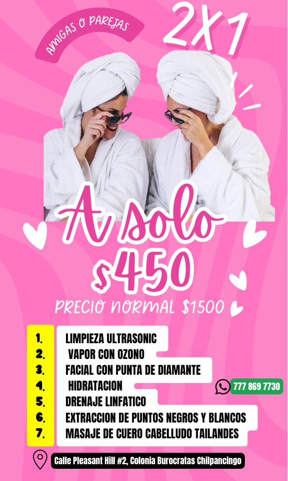 Micrôderm Chilpancingo Facebook ad: LA MEJOR PROMOCION AL 2X1 DIA DE SPA…