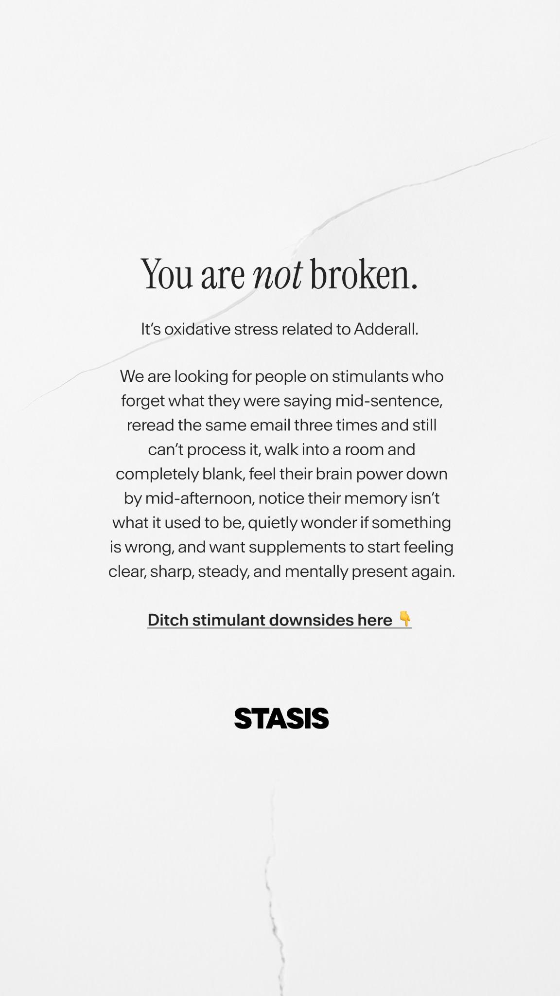 Stasis Facebook ad