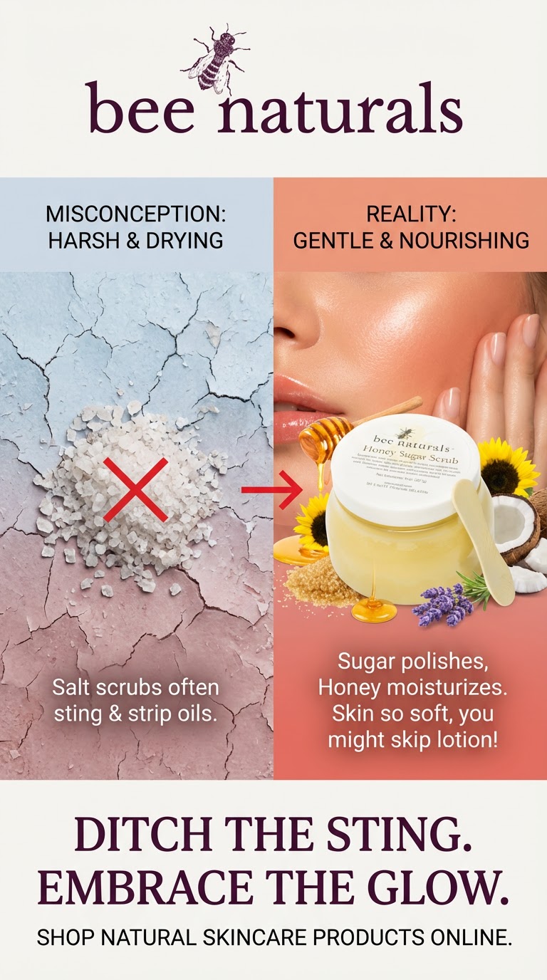 Bee Naturals Facebook ad: Scrub Now. Skip Lotion Later.
