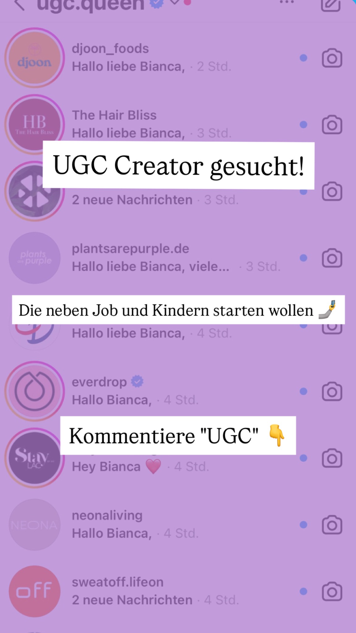 UGC Society Facebook ad: Kommentiere UGC und ich zeige dir, wie du…