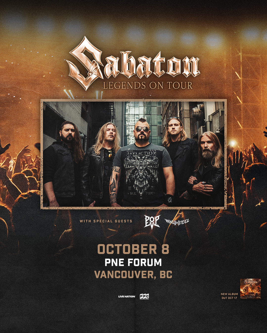 Sabaton Facebook ad: ANNOUNCEMENT: Vancouver show date adjustment!