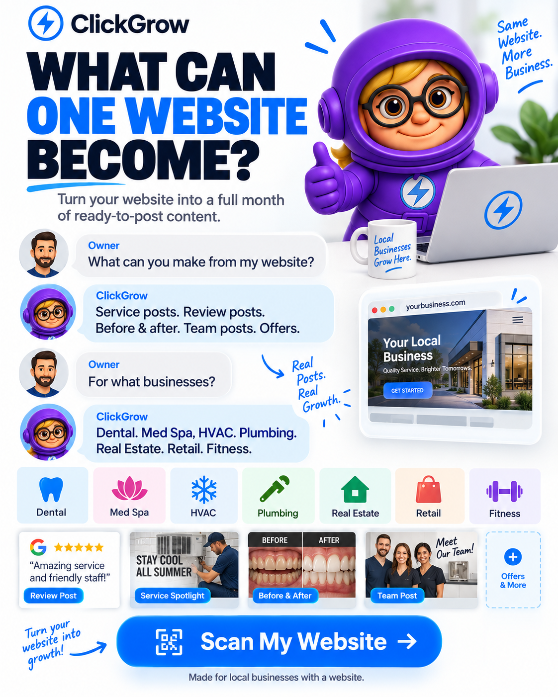 ClickGrow AI Facebook ad: What can your site become?