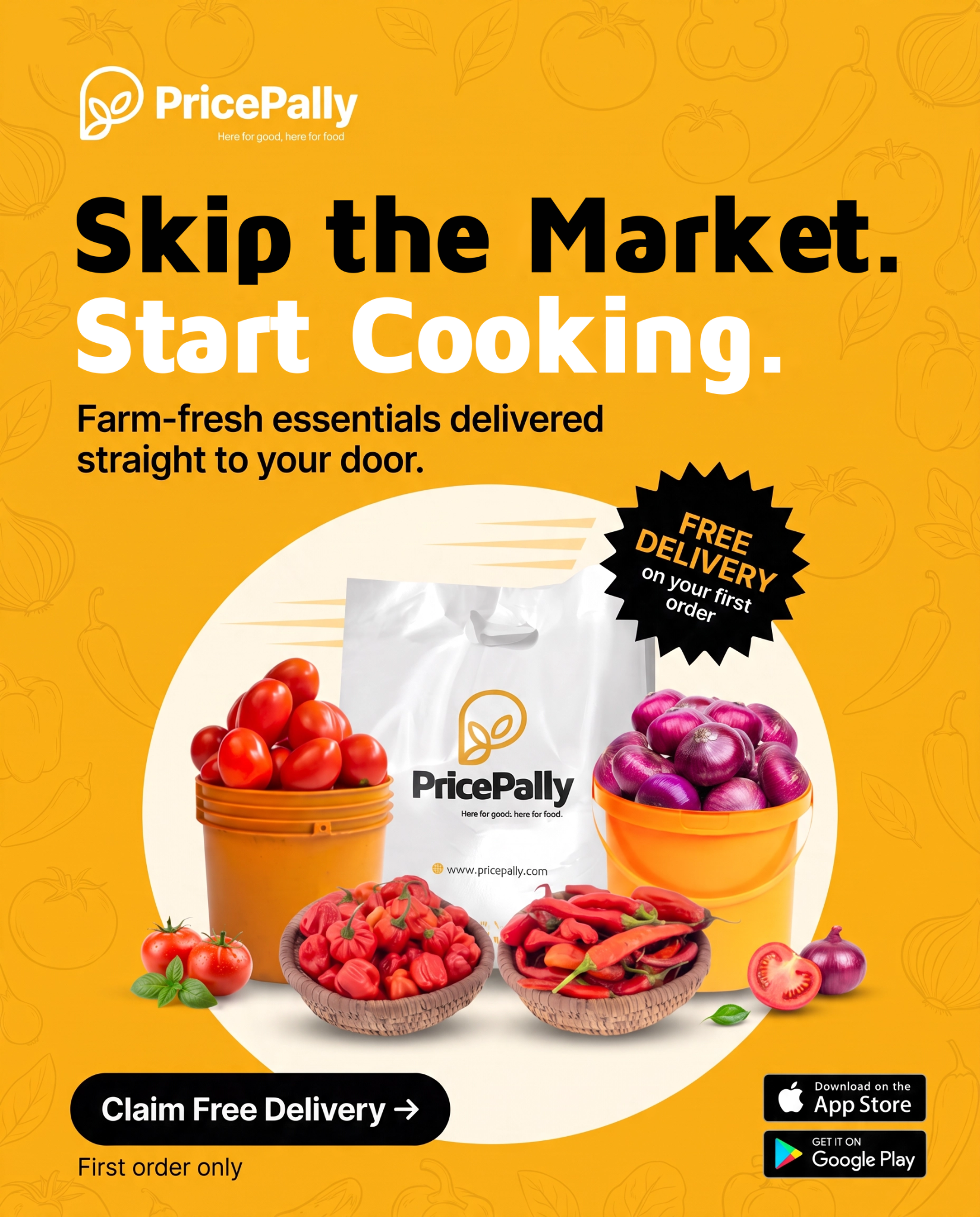 PricePally Facebook ad: Fresh Groceries Delivered.