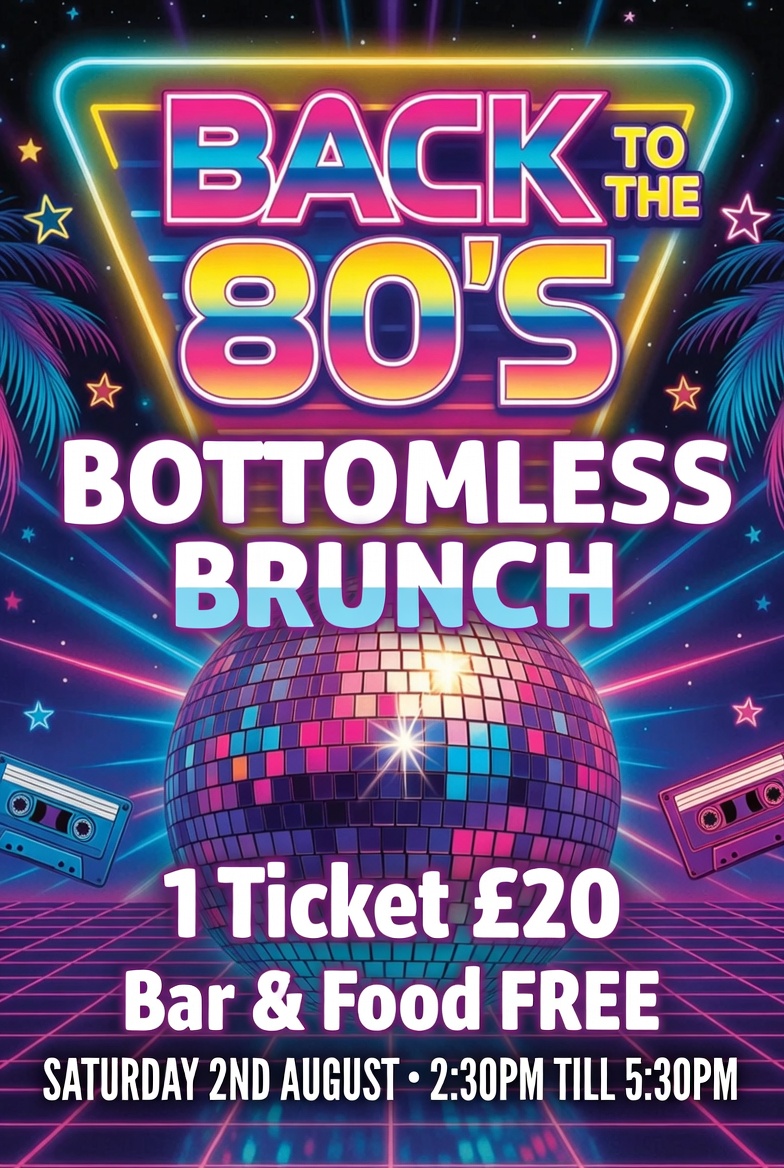 Empire Warrington Facebook ad: Back to the 80's Bottomless Brunch!