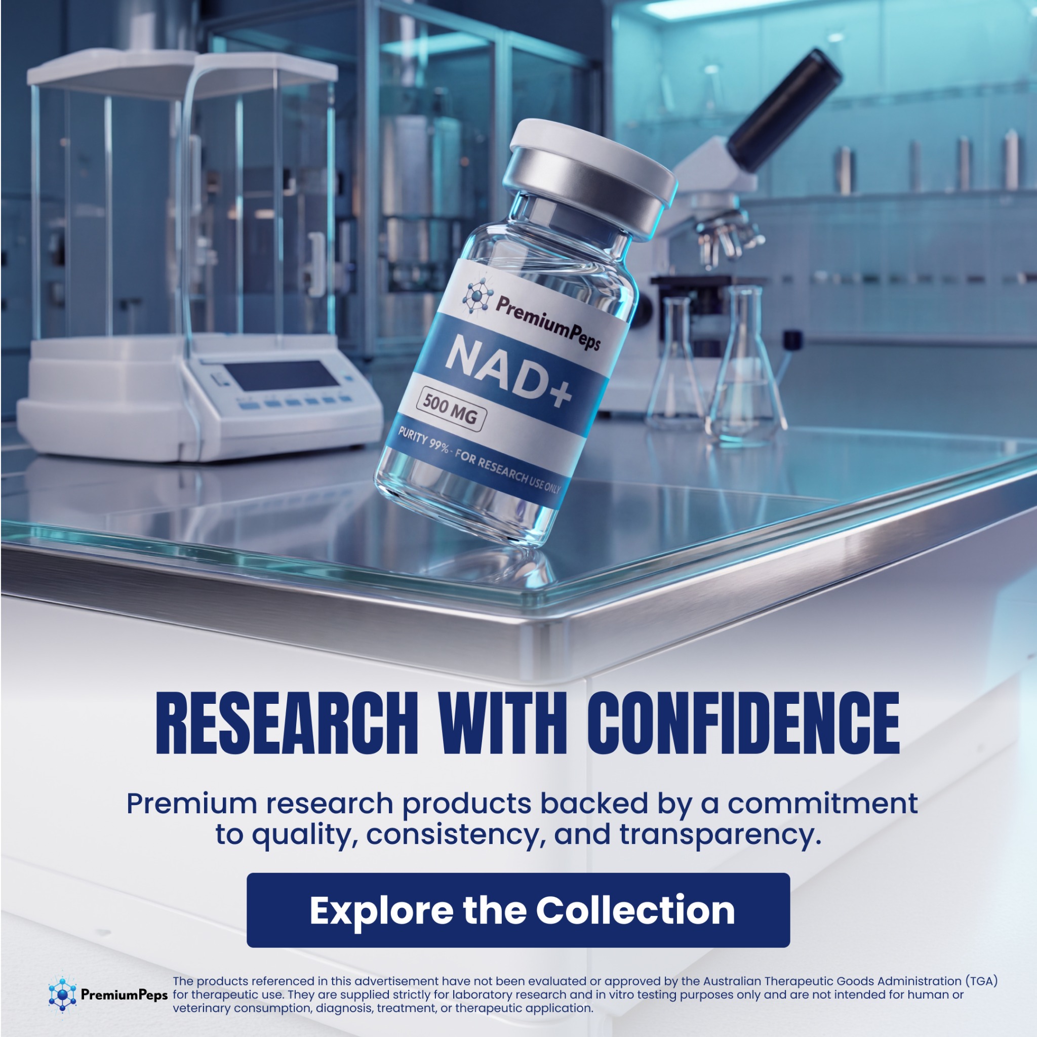 Premium Peptides Facebook ad: Explore PremiumPeps