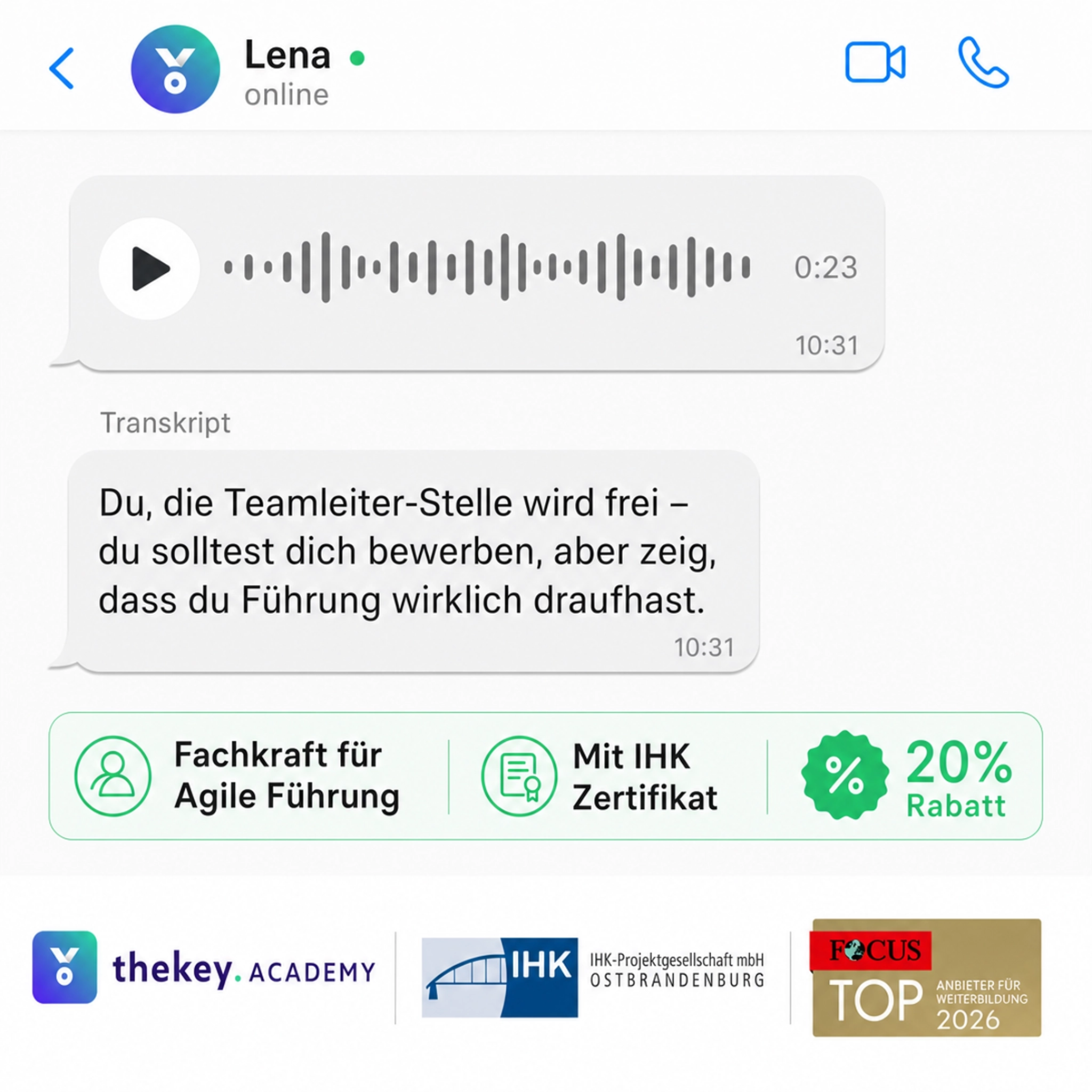 thekey.academy Facebook ad: Werde die Führungskraft von morgen