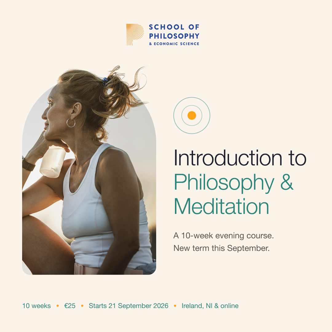 Practical Philosophy Ireland Facebook ad: Course offered at a reduced fee of €25.