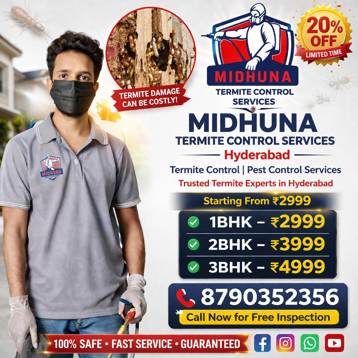 Midhuna Pest Control Services Hyderabad Facebook ad: Hidden Termites Are Destroying Your Home!