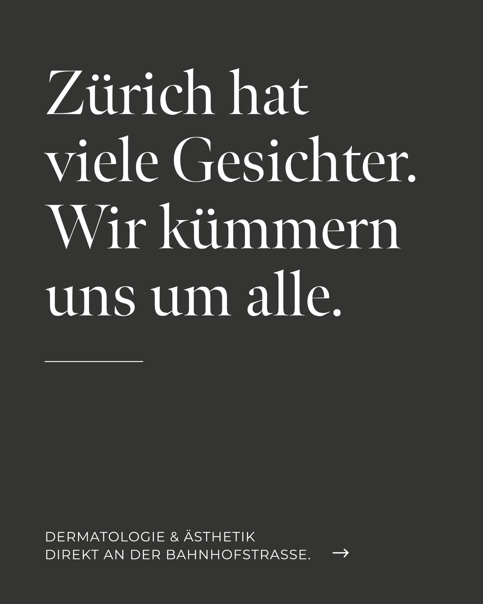 Skinmed AG Facebook ad: Dermatologie Zürich: direkt an der Bahnhofstrasse.