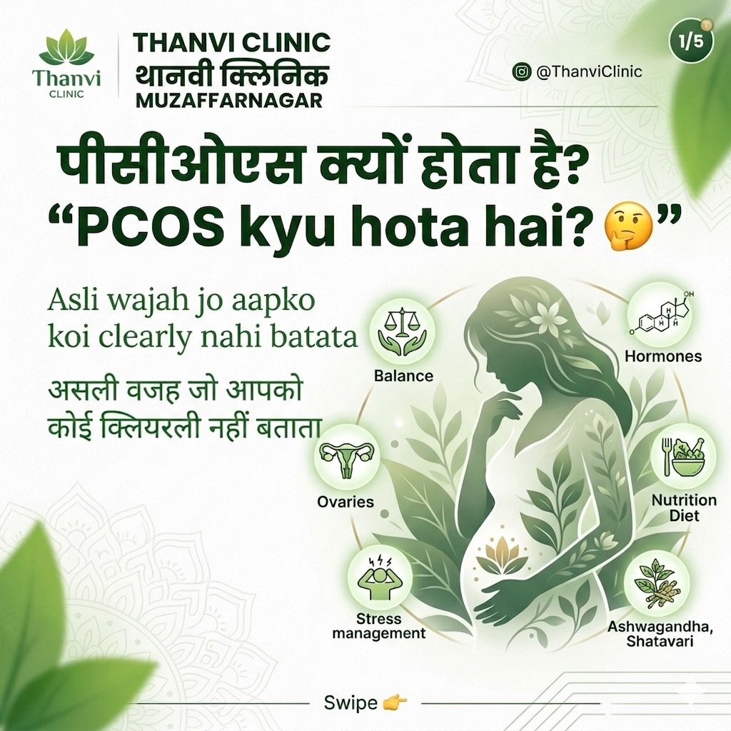 Dr. Naseem Ahmed Thanvi Memorial Clinic Facebook ad: PCOS (Polycystic Ovary Syndrome) aaj kal bahut common…