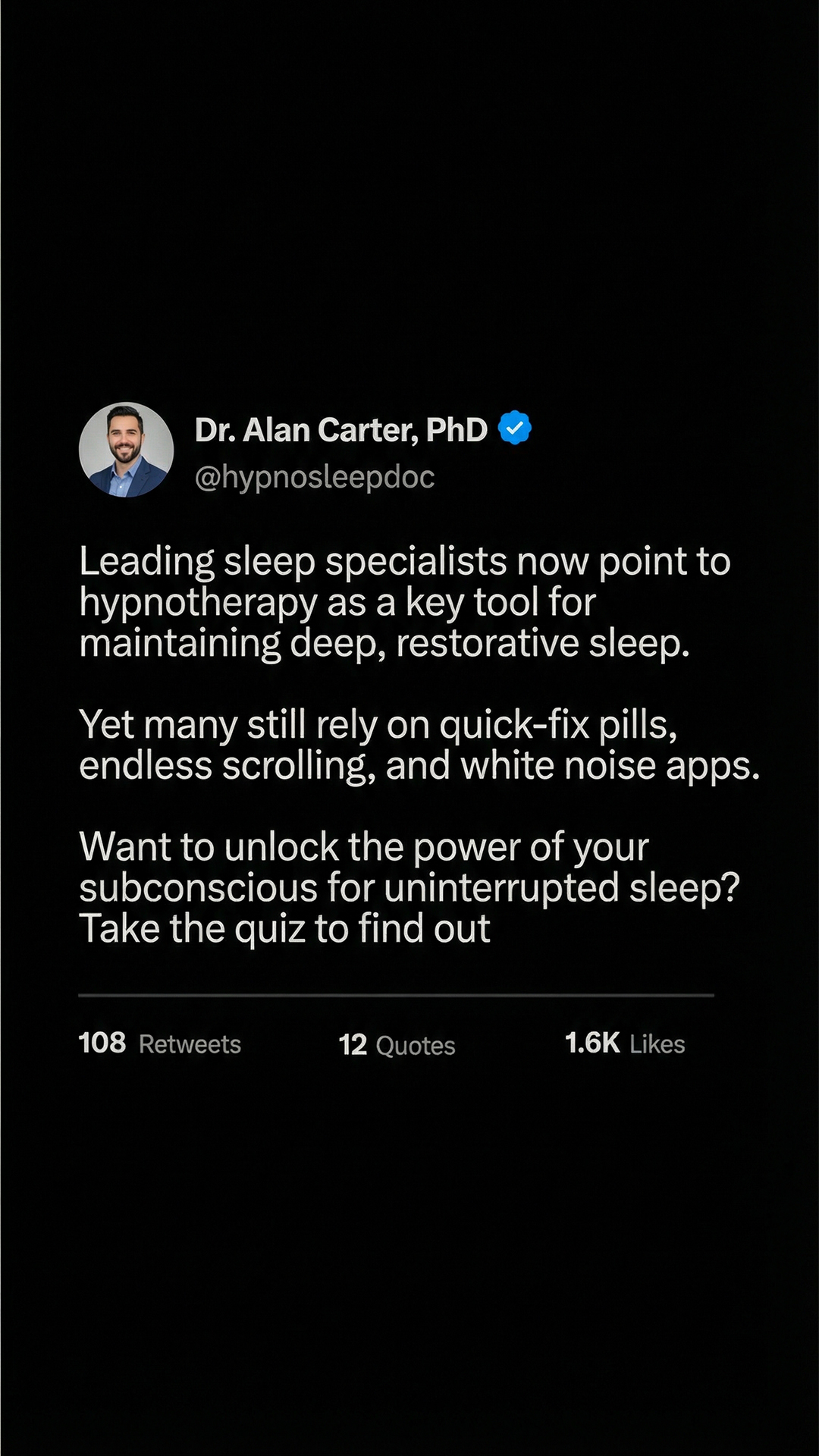 Hypnotherapy for Weight Loss Facebook ad: Designed for Long-Term Sleep Balance