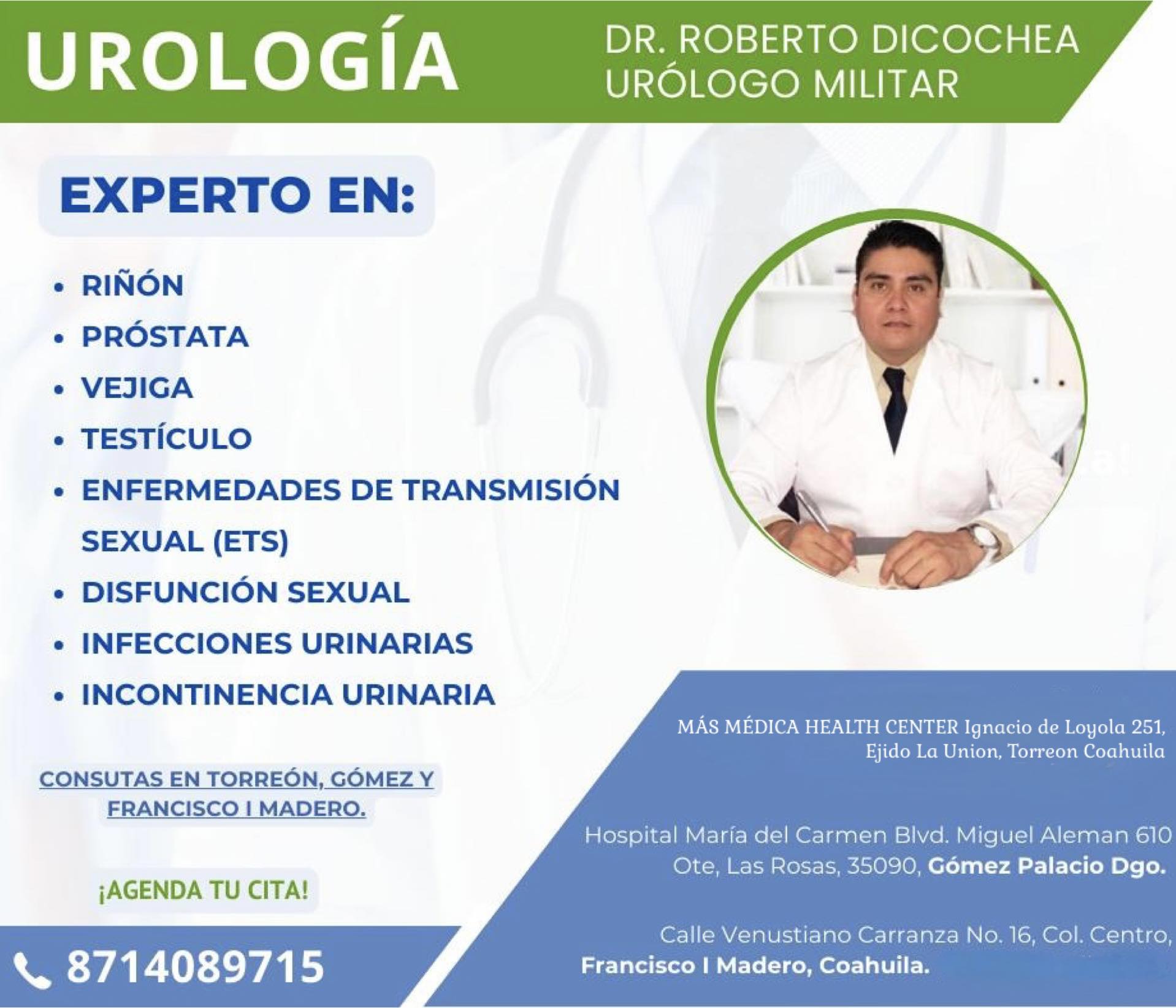 Dr. Roberto Dicochea Badilla. Urólogo Militar Facebook ad: Dr. Roberto Dicochea | Urólogo Militar No.