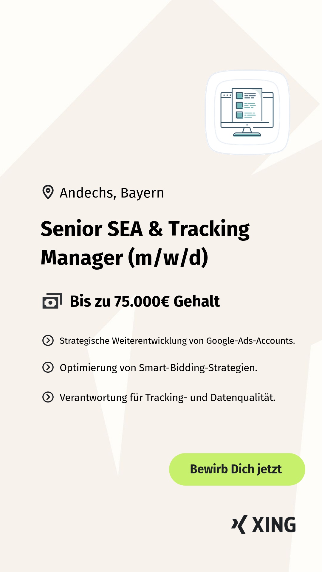 XING Jobs Facebook ad from Jun 24, 2026