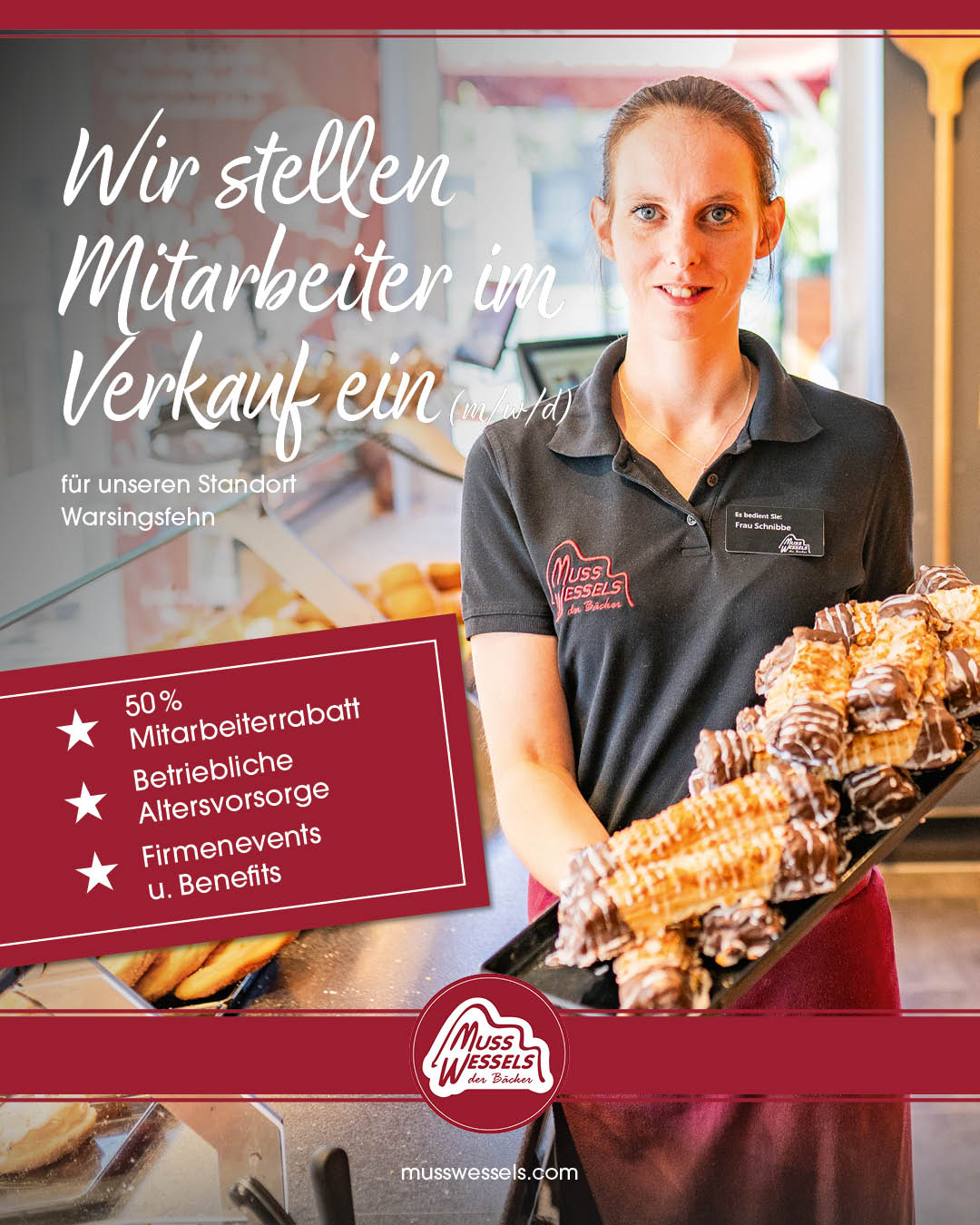 Bäckerei u. Konditorei Musswessels GmbH & Co. KG Facebook ad: Wir suchen dich!