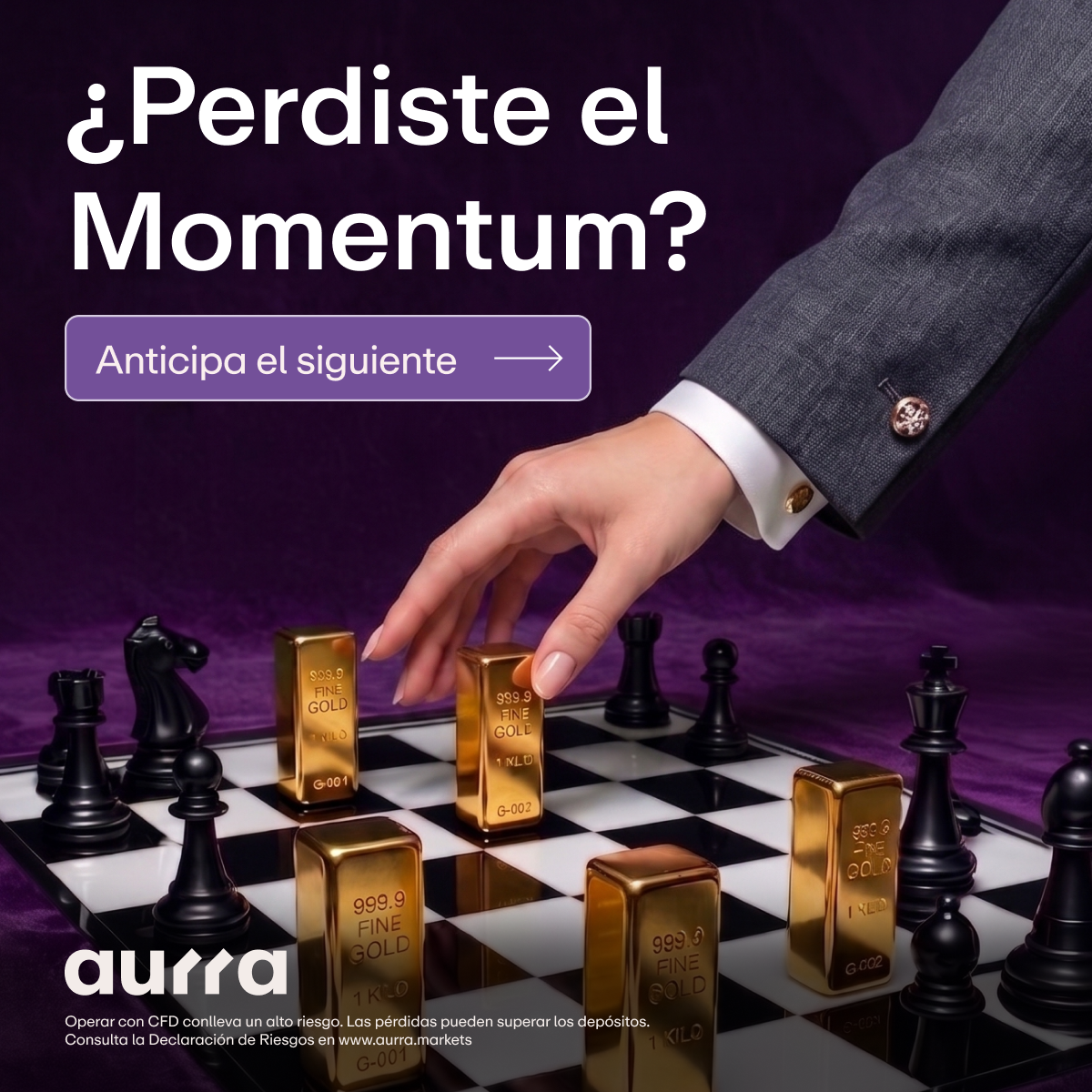 Aurra Markets LATAM Facebook ad: Prepárate para el Oro