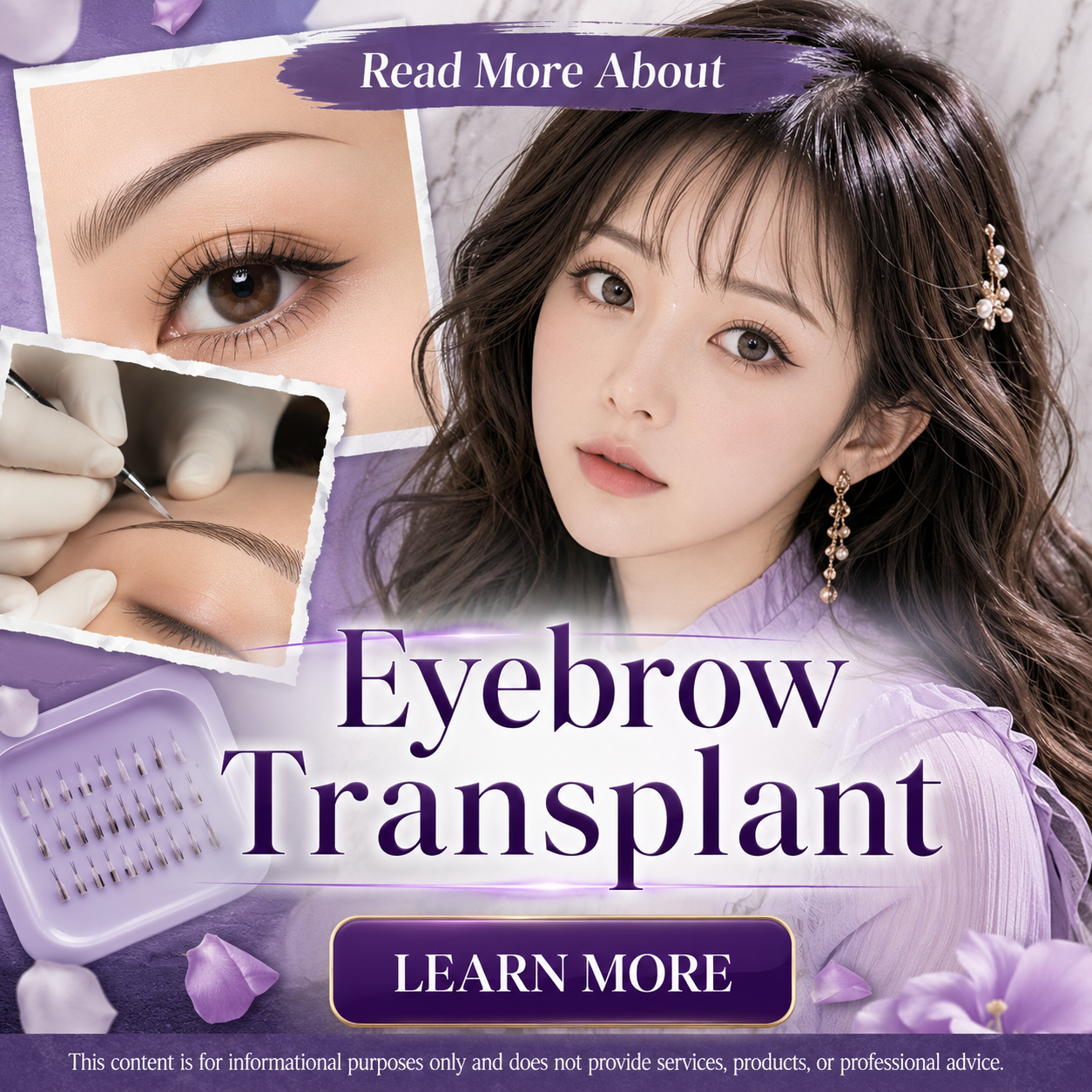 Talkative Minds Facebook ad: Eyebrow Transplant: Hairline Shape, Recovery, and Cost…