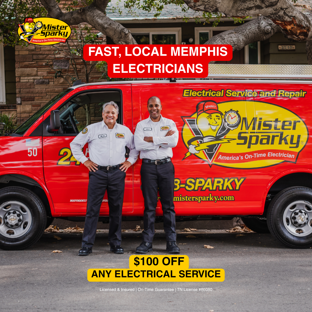 Mister Sparky of Memphis Facebook ad: Licensed Memphis Electricians, $100 OFF