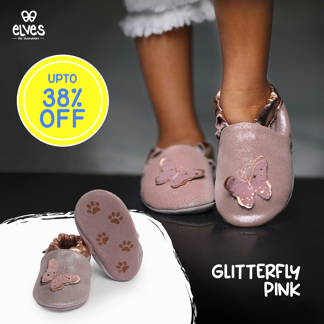 Elves.in Facebook ad: Our leather baby shoes are designed with your…