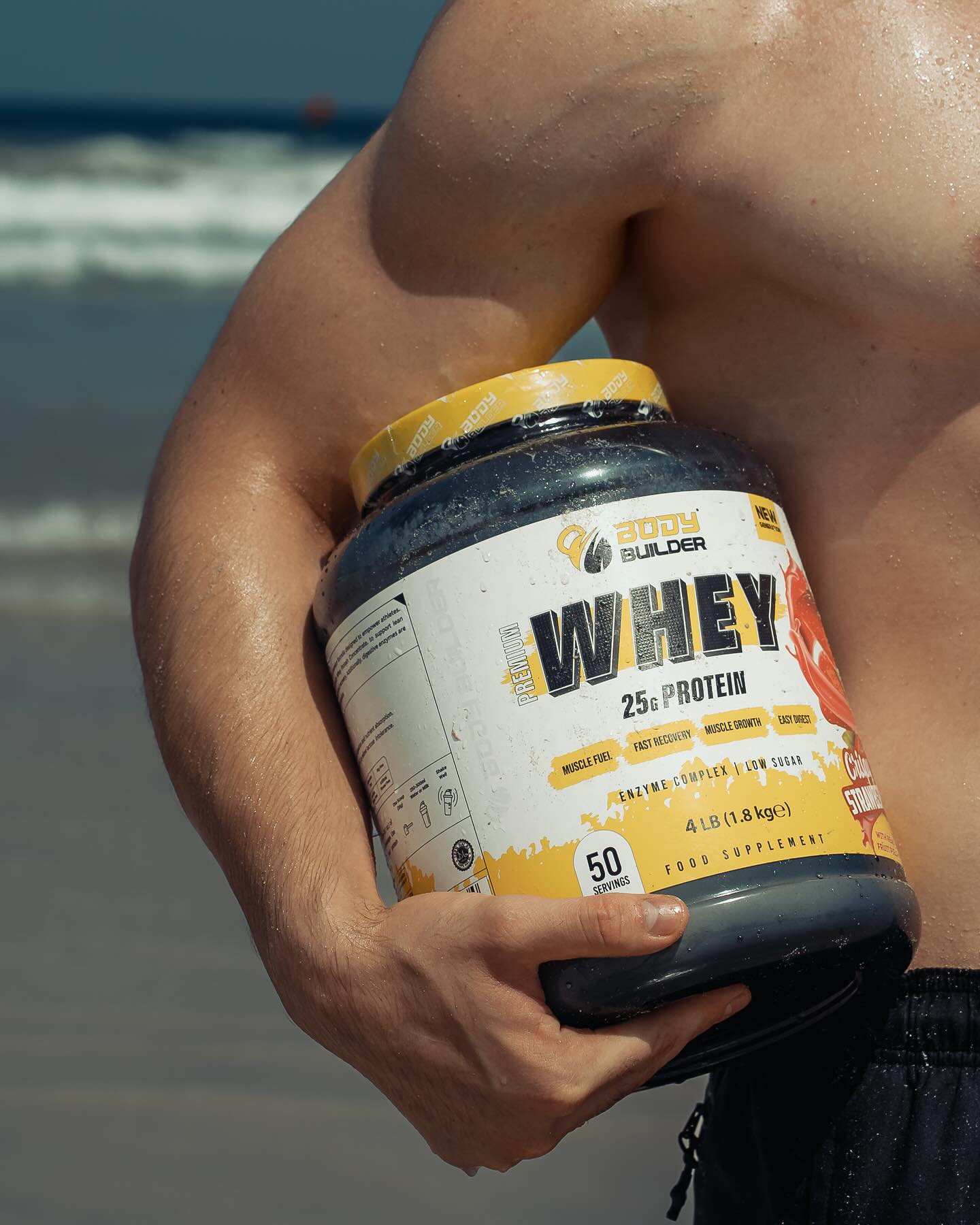 BodyBuilder Facebook ad: Nothing hits harder than a beach workout with…