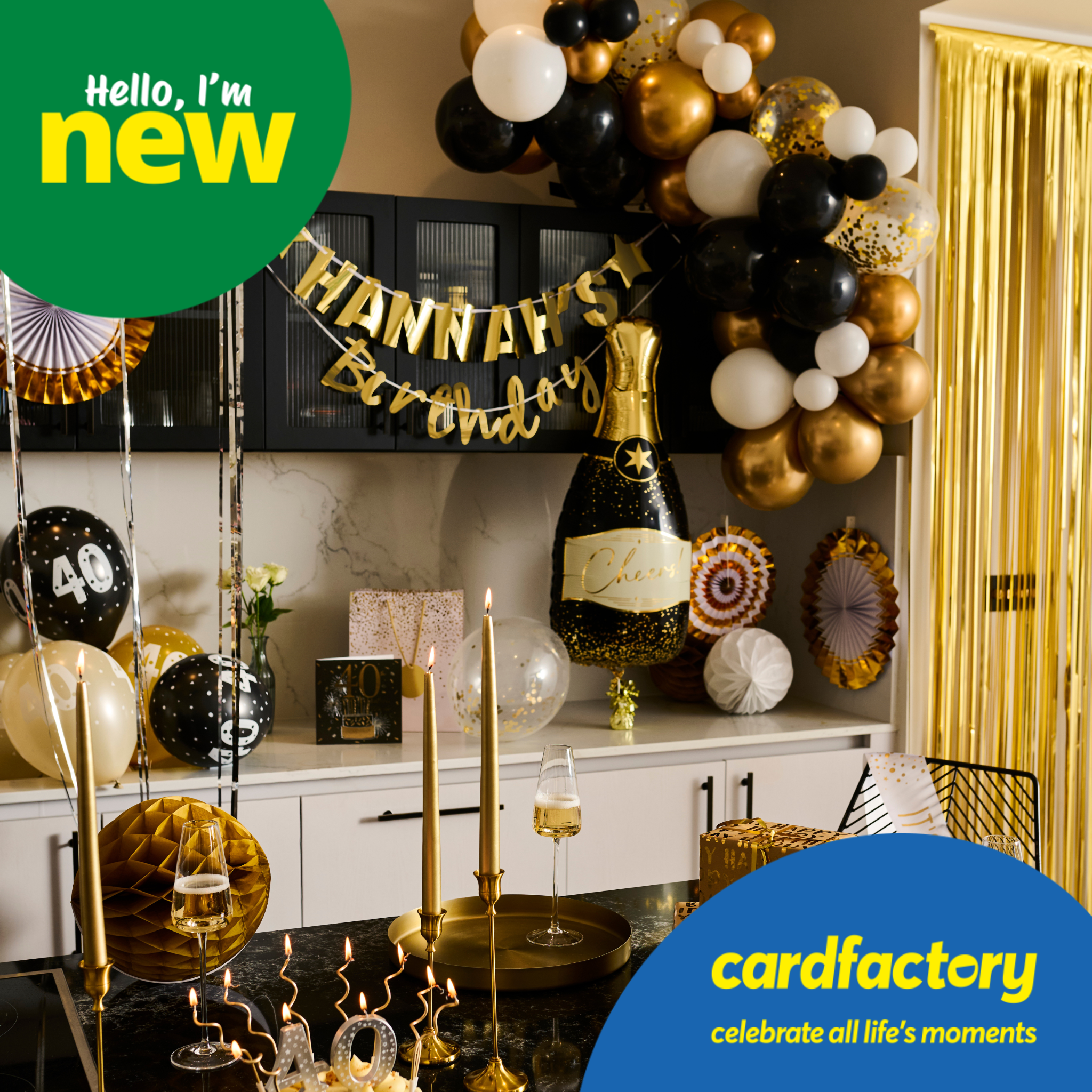 Card Factory Facebook ad: Glow in chrome