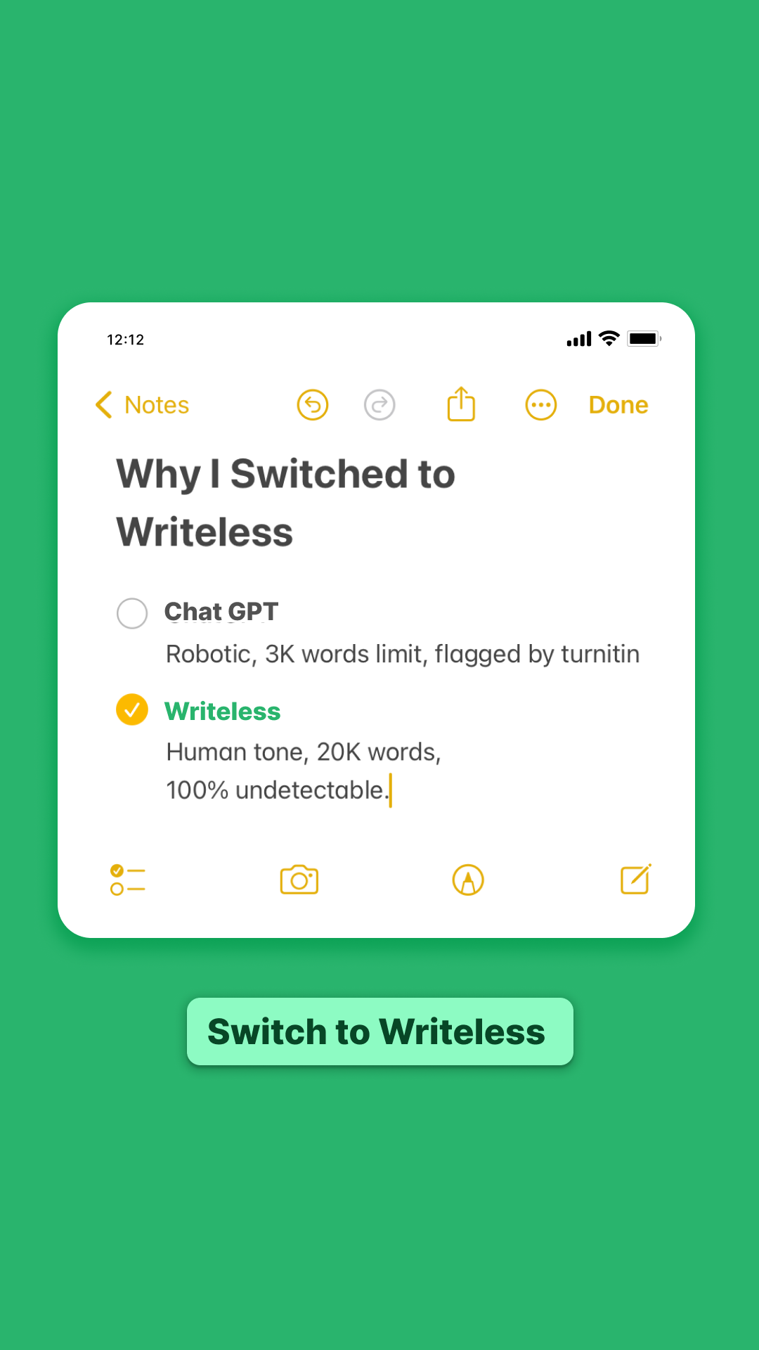 Writeless AI Facebook ad