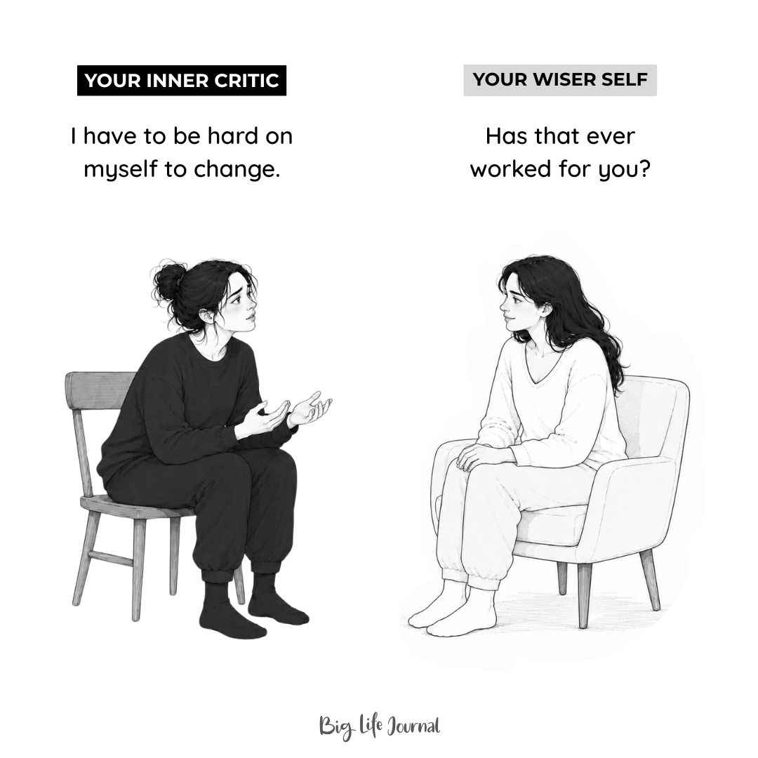 Big Life Journal Facebook ad: A Journal to Answer Your Inner Critic.