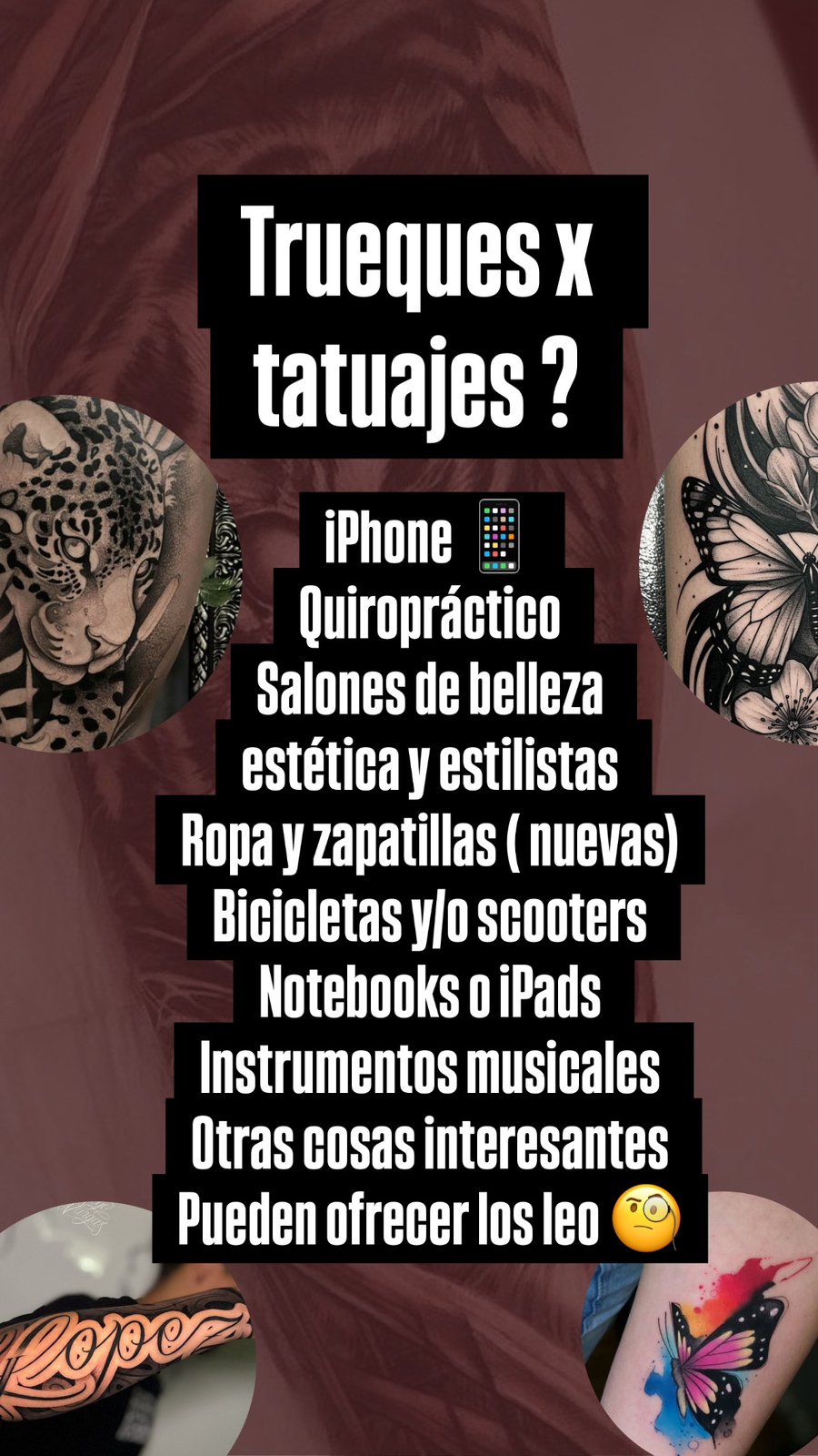 Seba tatuajes Facebook ad: Cambio tatuajes por tecnología o cosas interesantes (…