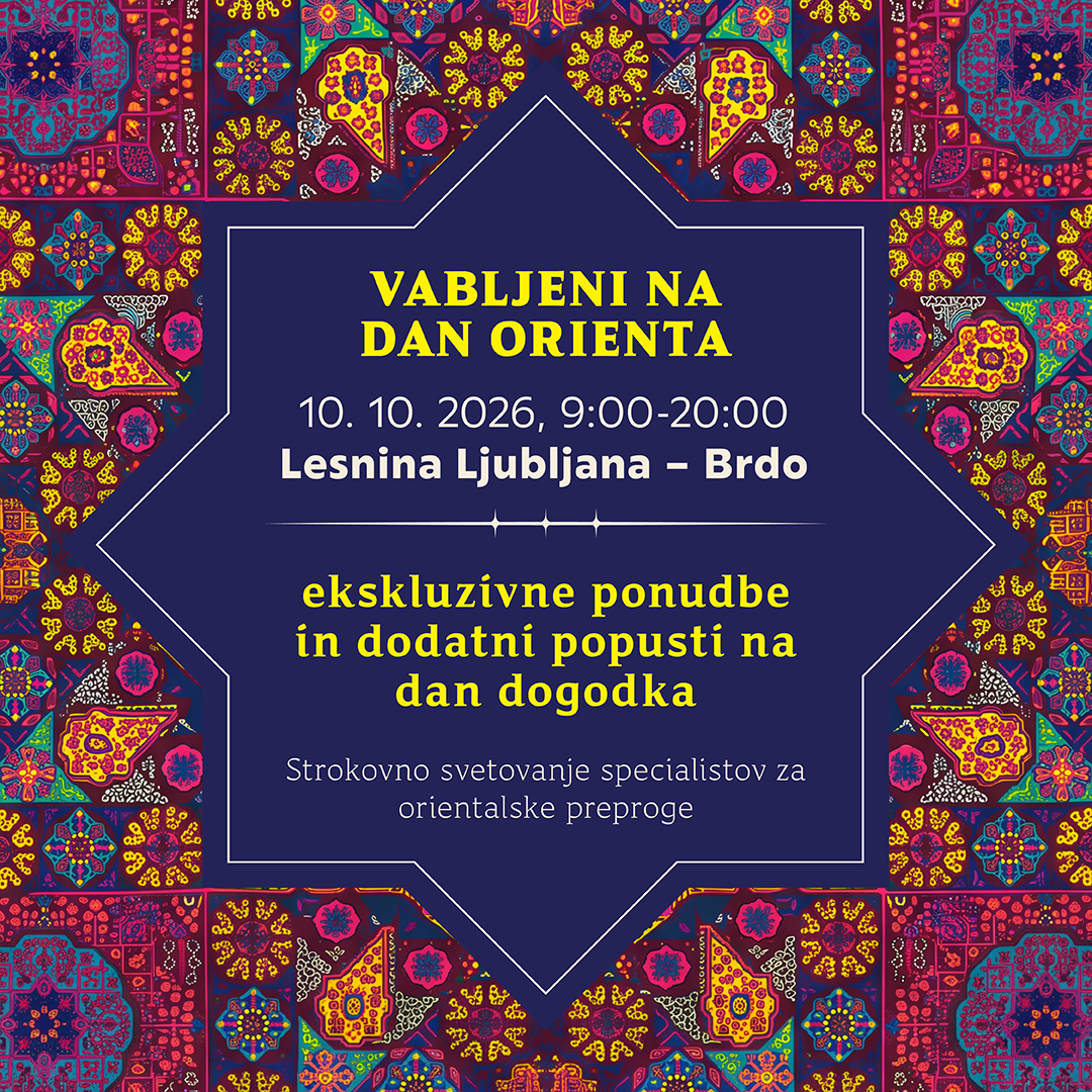 Lesnina XXXL Slovenija Facebook ad: Pričarajte svojemu domu toplino z novo orientalsko preprogo.