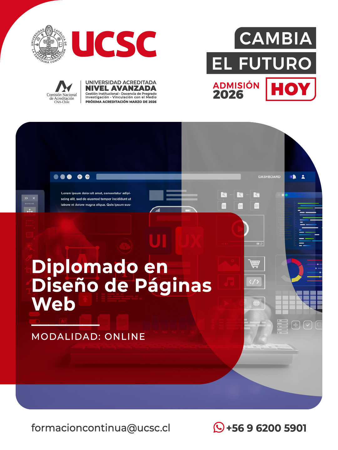 Postgrados UCSC Facebook ad: Crea páginas web que destaquen.