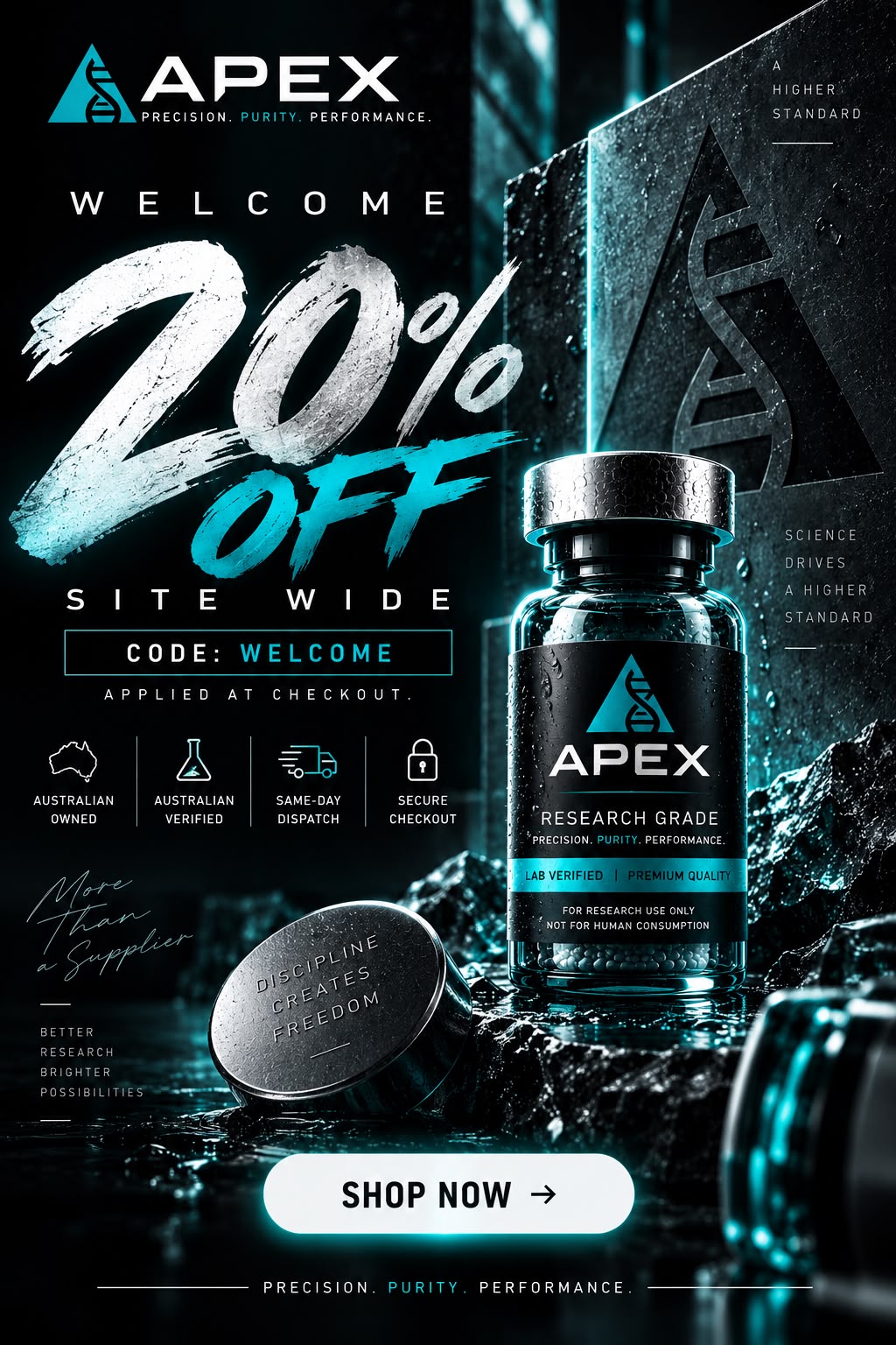Apex Oz Facebook ad: 20% Off Site Wide