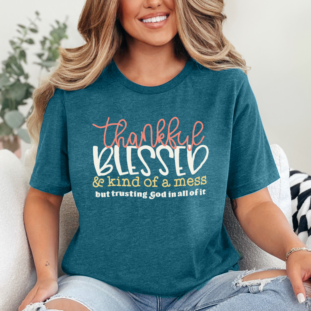 Eternal Light Co. Facebook ad: FREE Thankful Blessed Mess Tee! Free today!