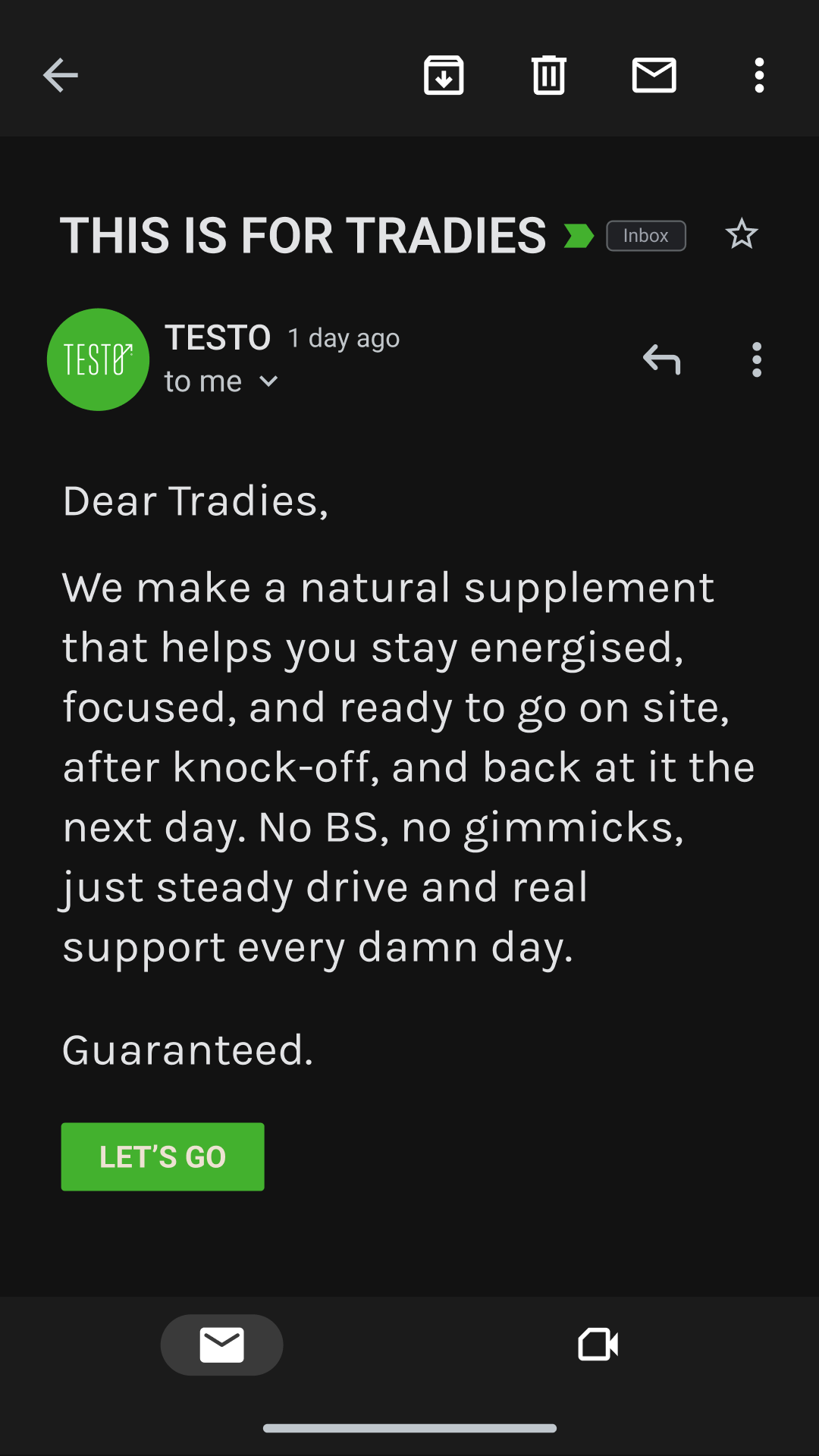 TESTO Facebook ad
