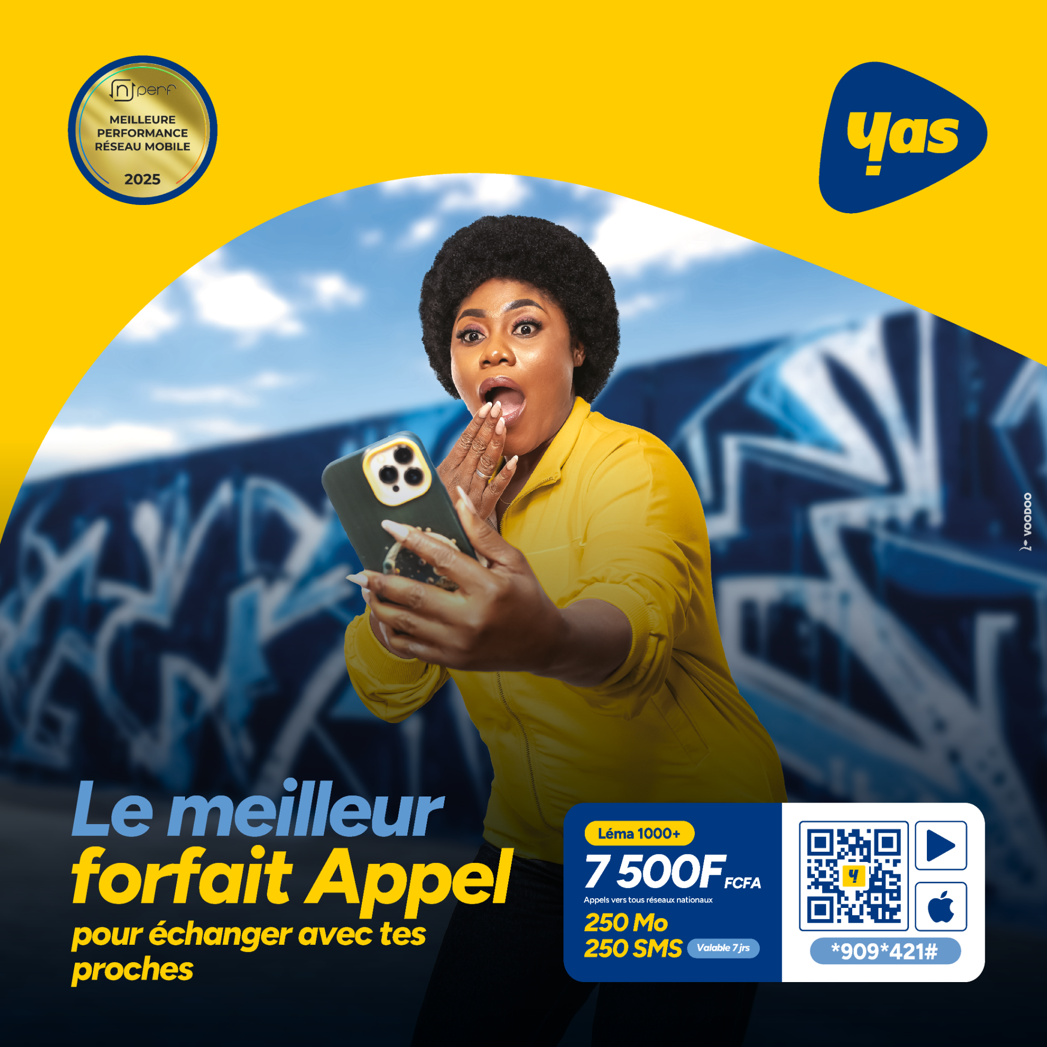Yas Togo Facebook ad: 7500F de crédit d’appels + 250Mo + 250 SMS.
