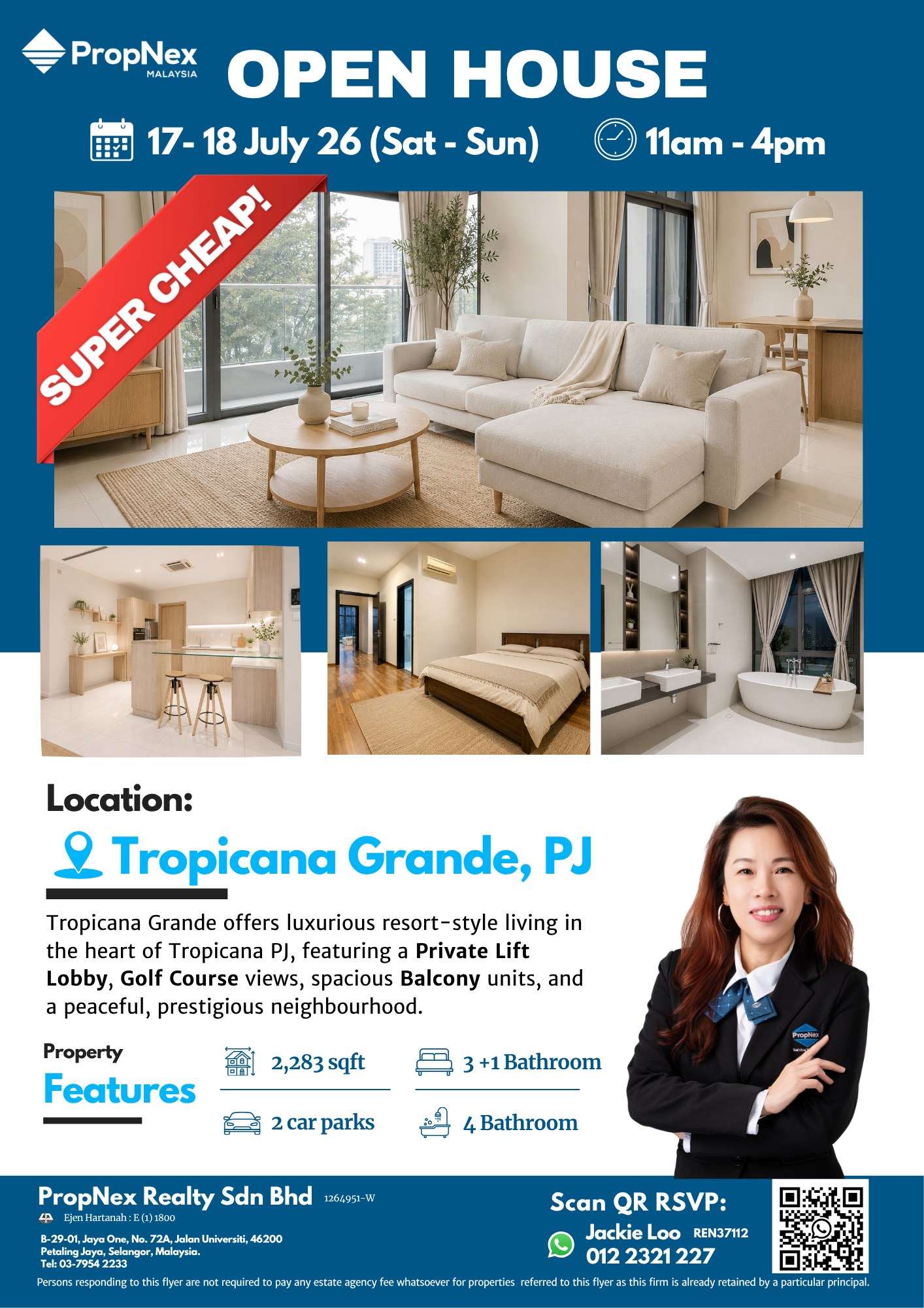 PropNex Malaysia - Jackie Loo Associates Facebook ad: Luxury Living at an Exceptional Price, Tropicana Grandeโฆ