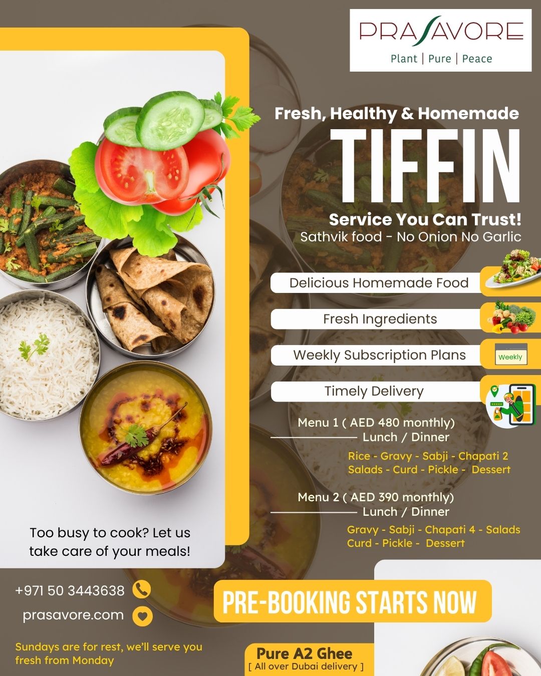 Prasavore Restaurant Facebook ad: We are happy to announce that Prasavore Tiffin…