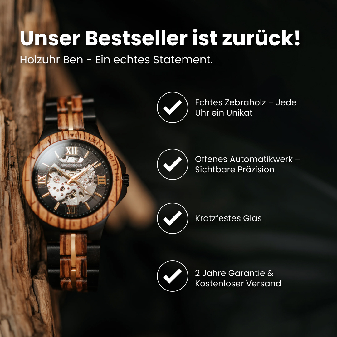 Woodbold Facebook ad: Über 10 000 glückliche Kunden