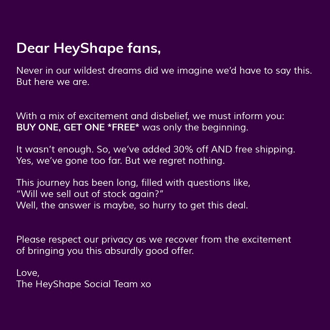 HeyShape Facebook ad