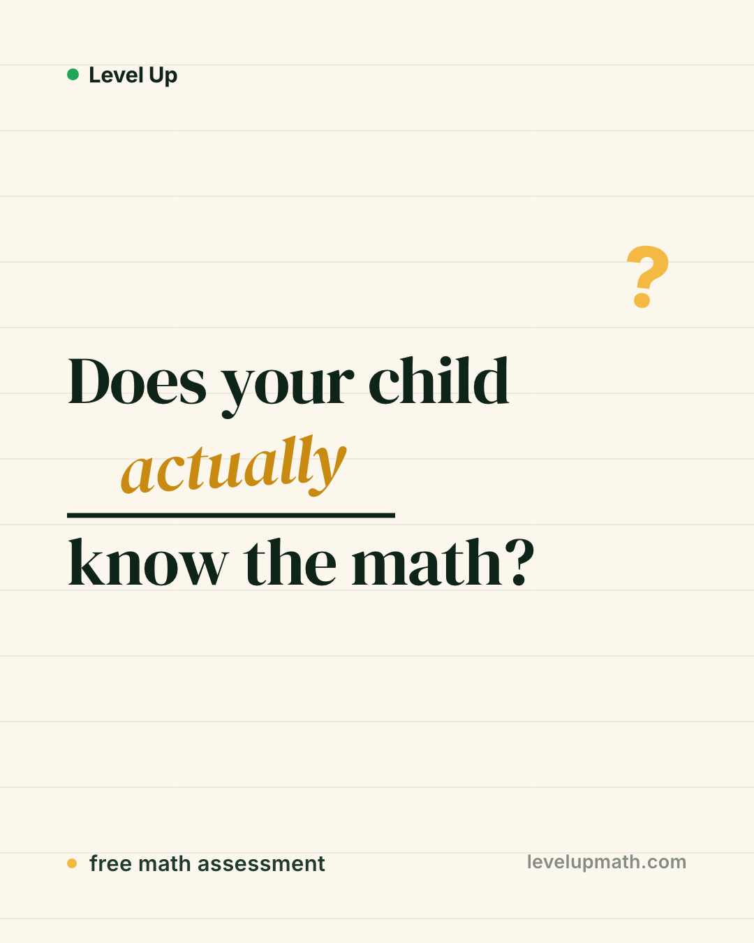Level Up Facebook ad: Free K-8 math assessment