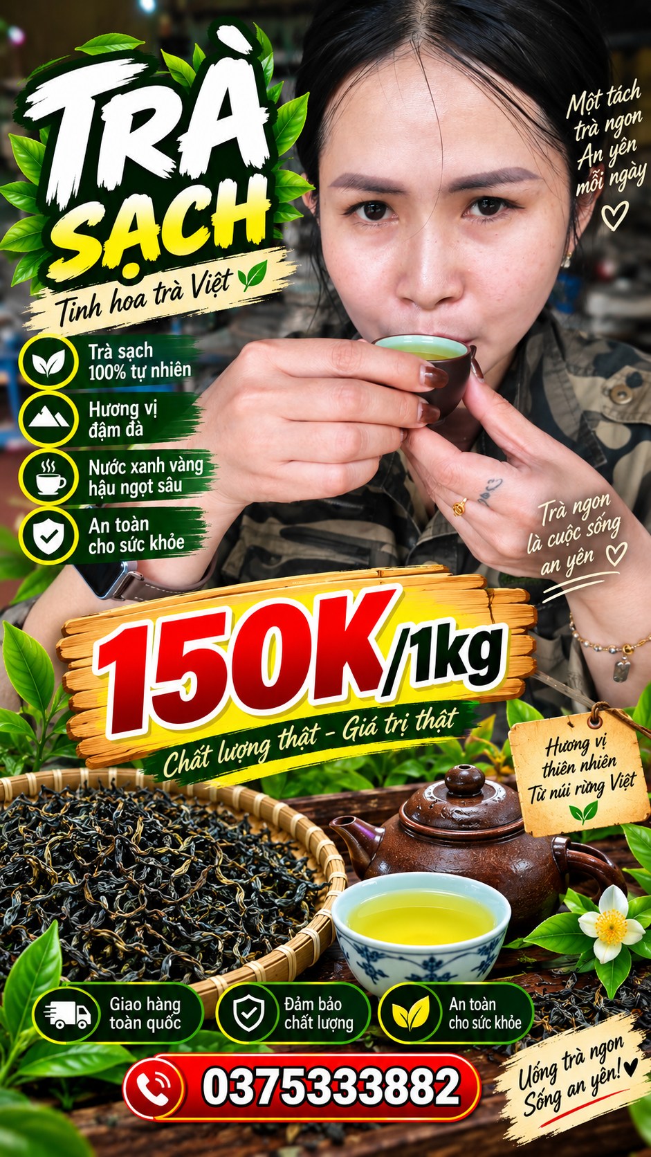 Trà Cổ Truyền Tuấn Tú Facebook ad: CÔ CHÚ ĐANG TÌM TRÀ 150K/1KG? GỌI 0375.333.882