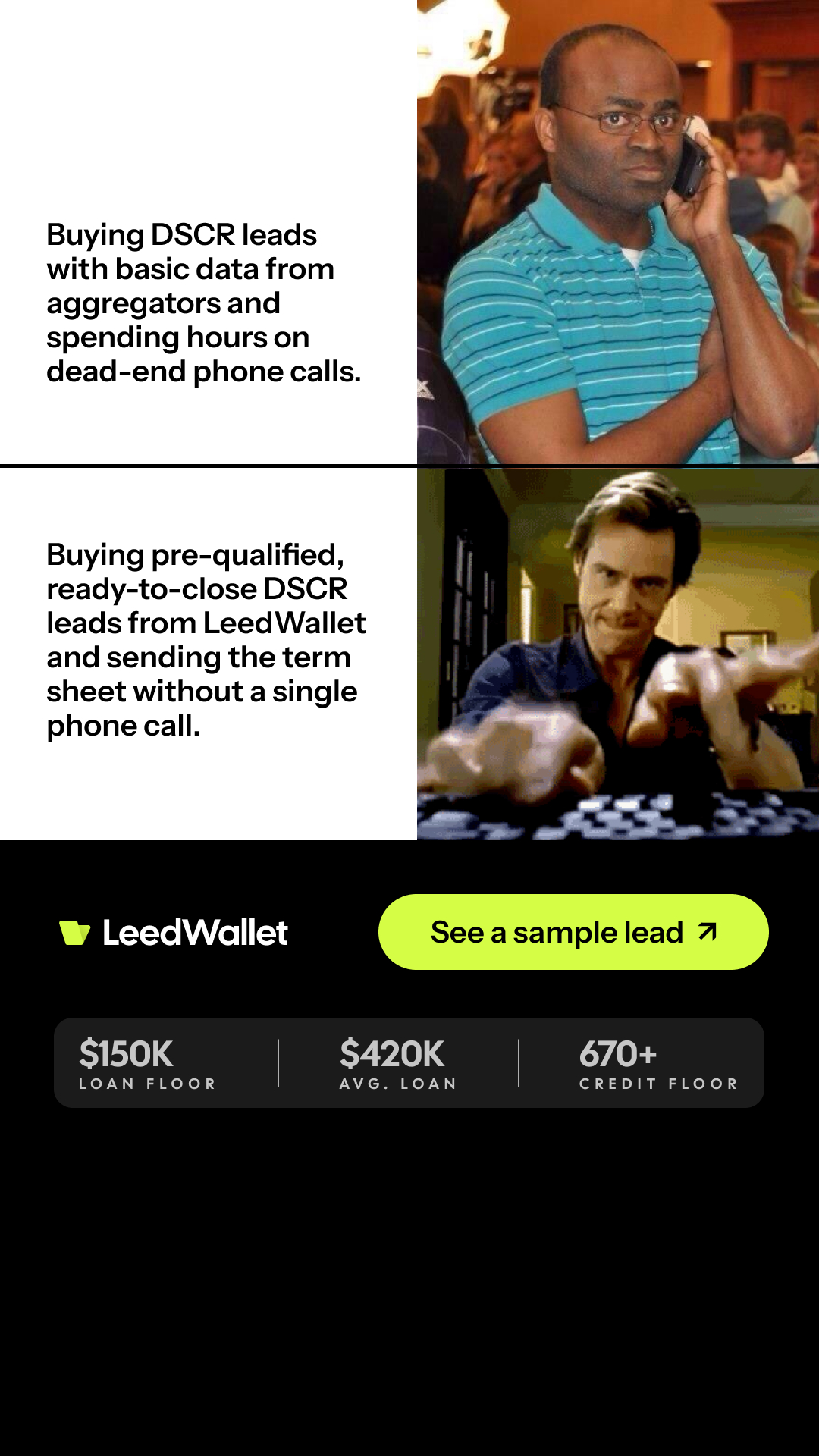 LeedWallet Facebook ad from Jul 7, 2026