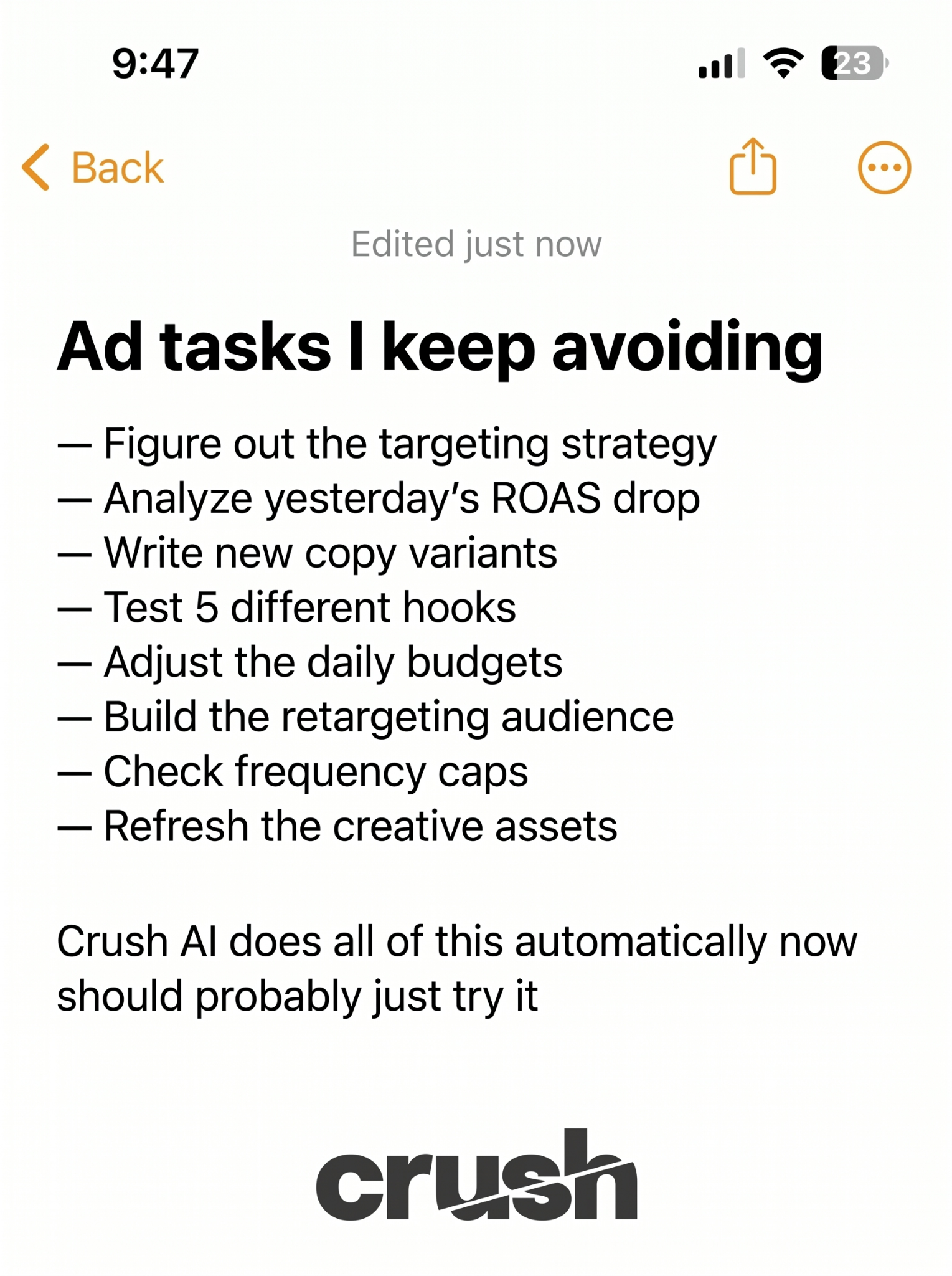trycrush.ai Facebook ad
