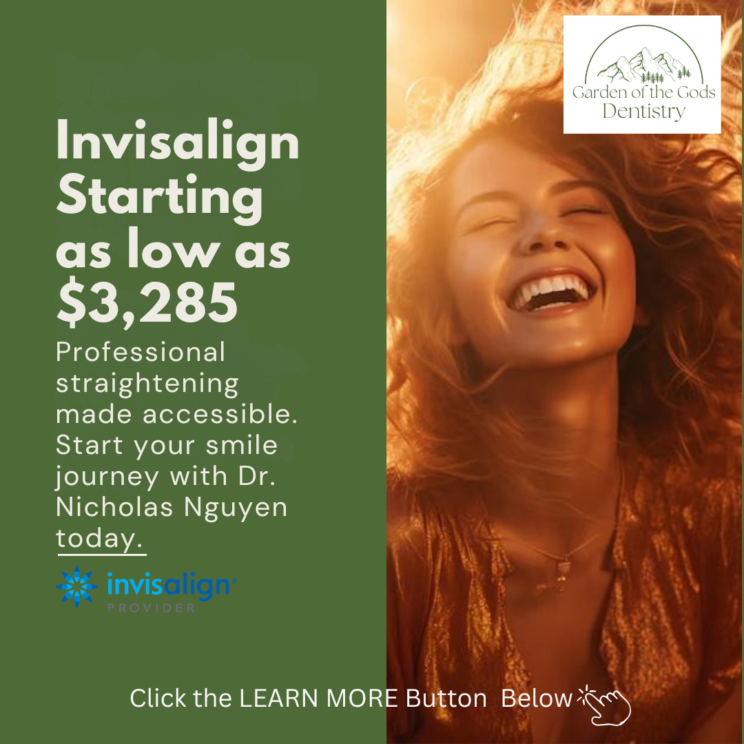 Garden of the Gods Dentistry Facebook ad: Get Invisalign As Low As $3,285 + Free Whitening!