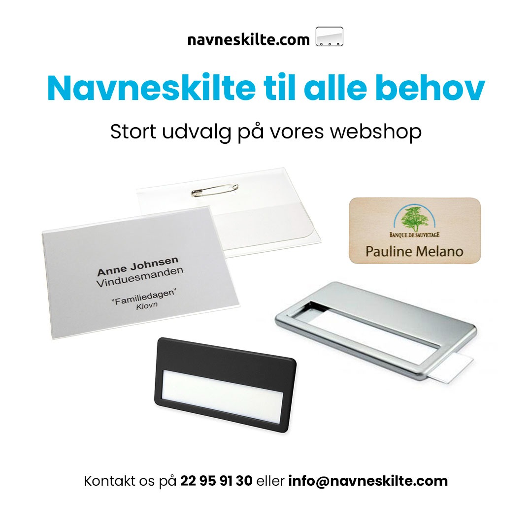 MT Trading & Navneskilte.com Facebook ad: Navneskilte | Alle slags materialer | Navneskilte.com