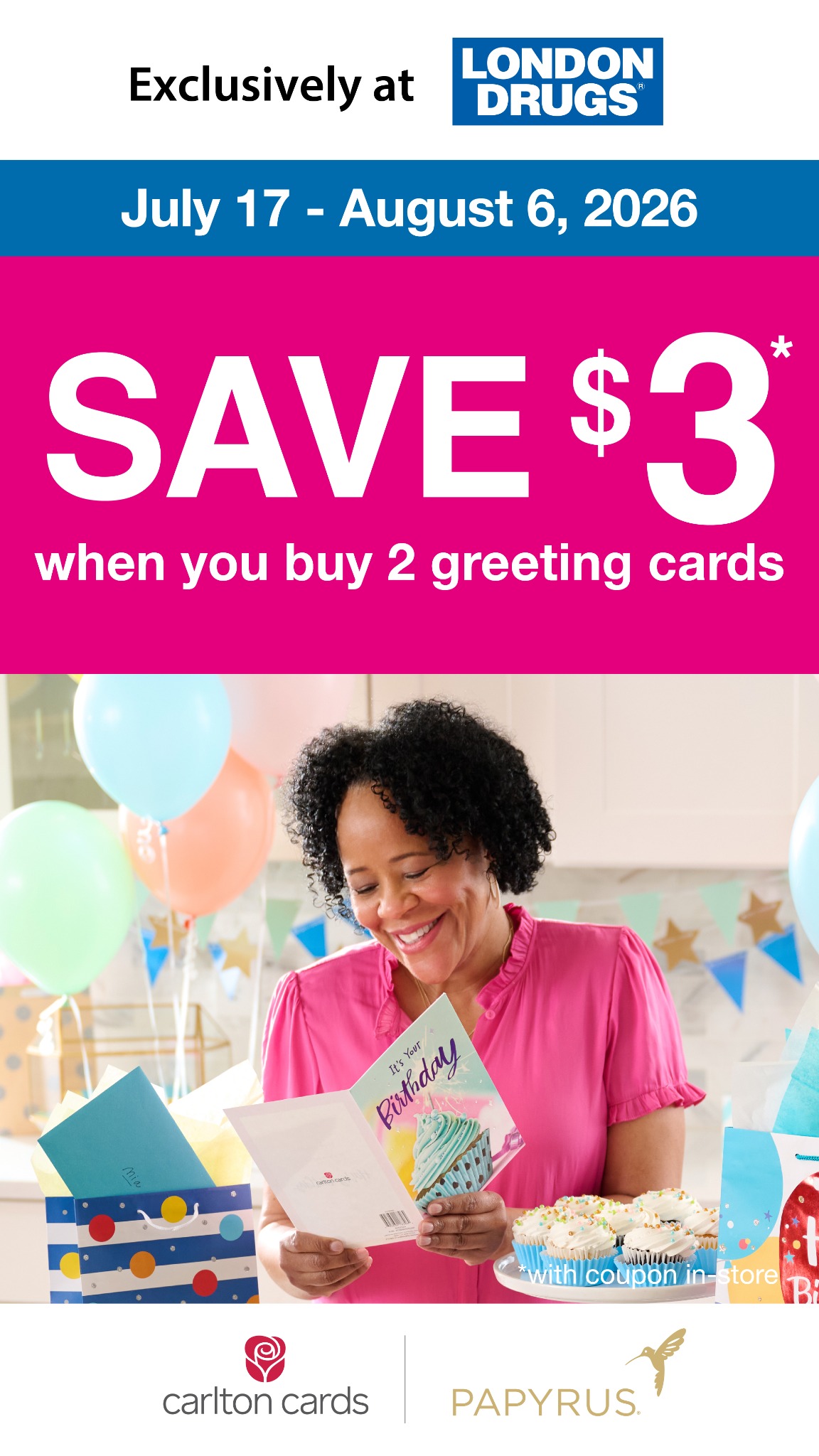 Carlton Cards Facebook ad: COUPON Available in Store